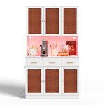 MERAX Buffet de cuisine 6 portes 3 tiroirs - 105 cm blanc led mdf