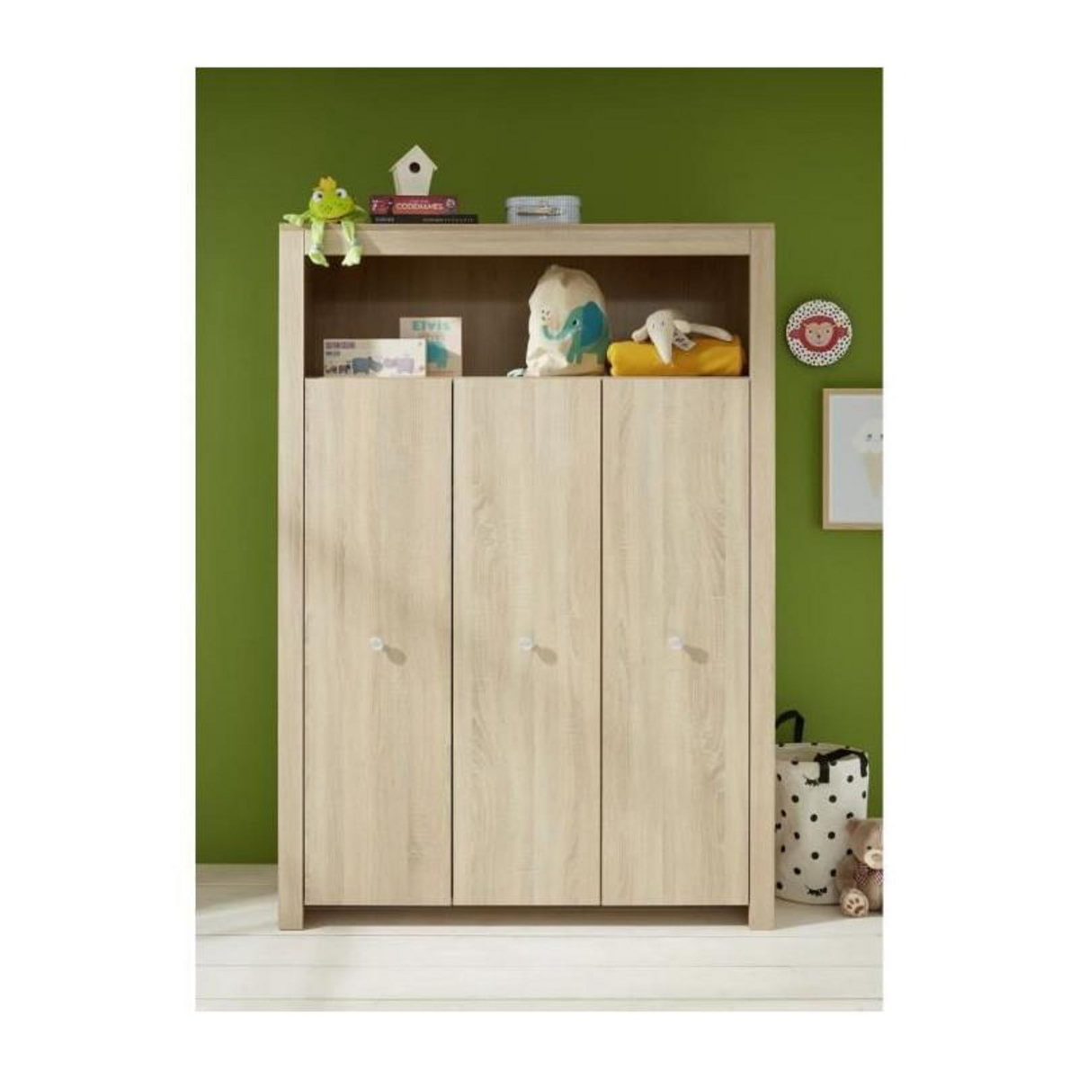 TREND TEAM OLIVIA SONOMA Chambre bebe complete : lit 70*140cm + commode + armoire - Chene naturel