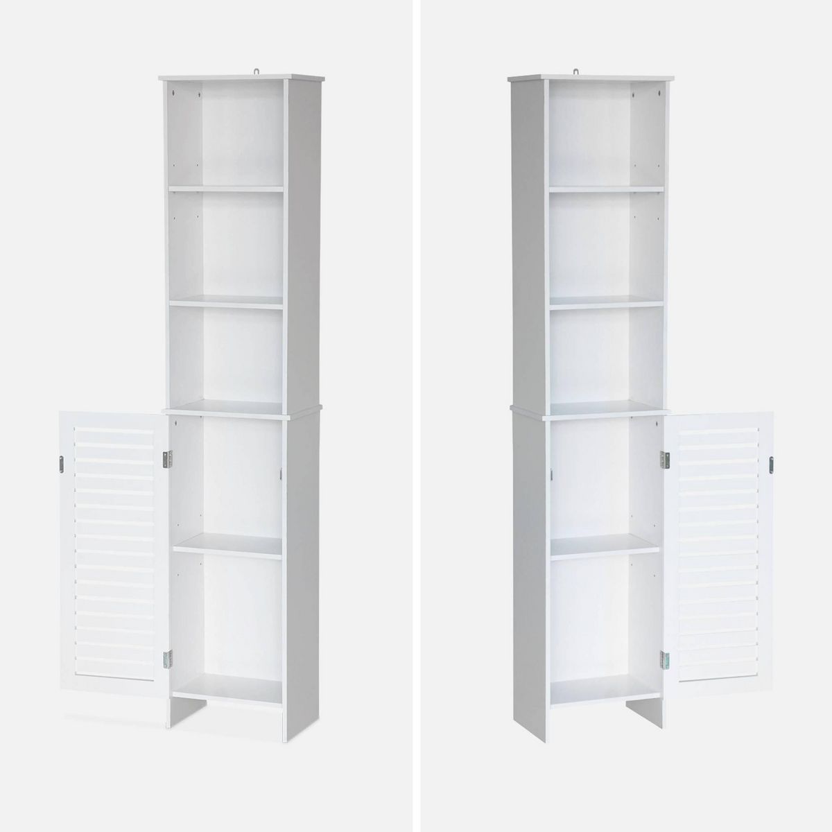 SWEEEK Colonne de rangement salle de bain - Rivage -  5 étagères. 1 porte ajourée. 5 niveaux de rangement