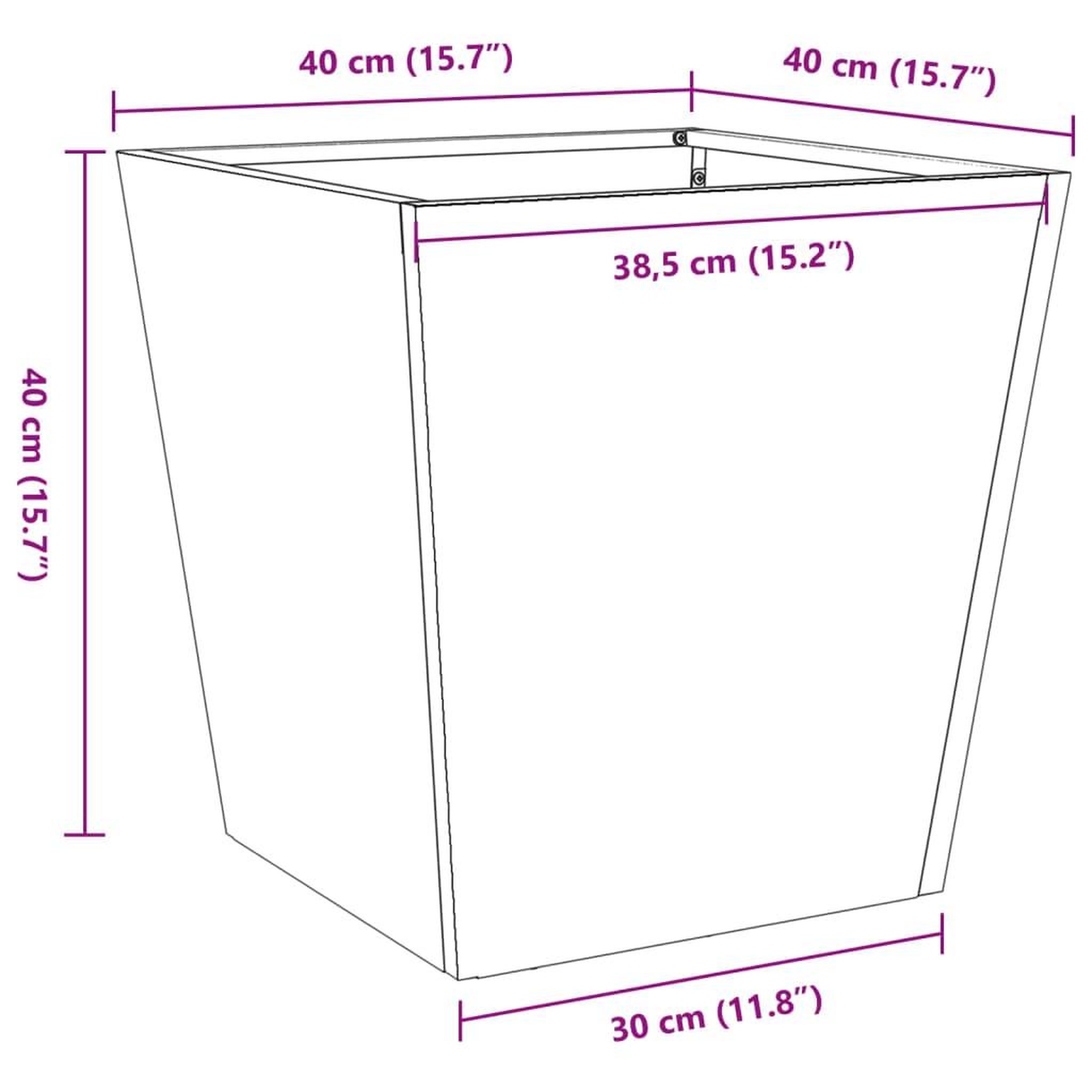 Voir la diapositive 6 : VIDAXL Jardinieres 2 pcs 40x40x40 cm acier inoxydable