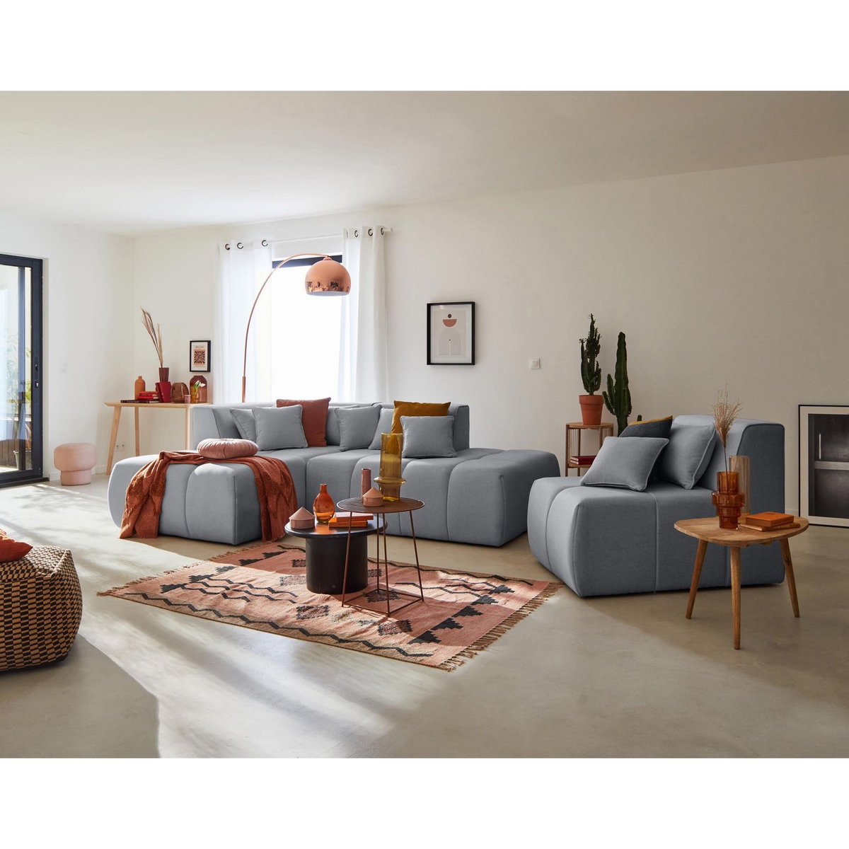 LISA DESIGN Caracas - canapé modulable d'angle gauche - 5 places - en tissu