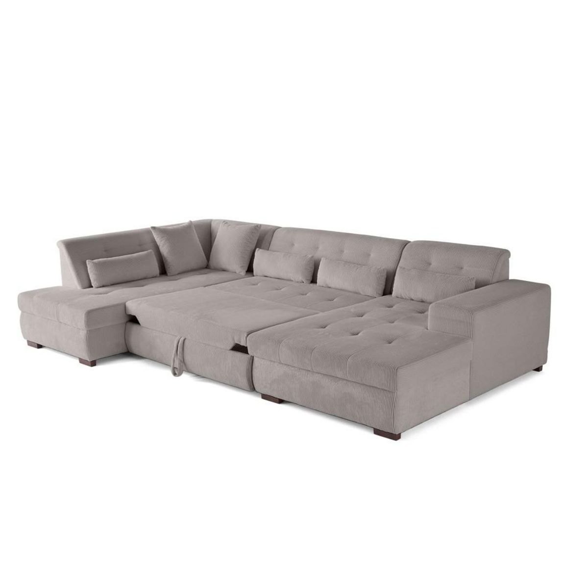 LISA DESIGN Vermont - canapé panoramique d'angle gauche - 7 places - convertible avec coffre - en velours côtelé