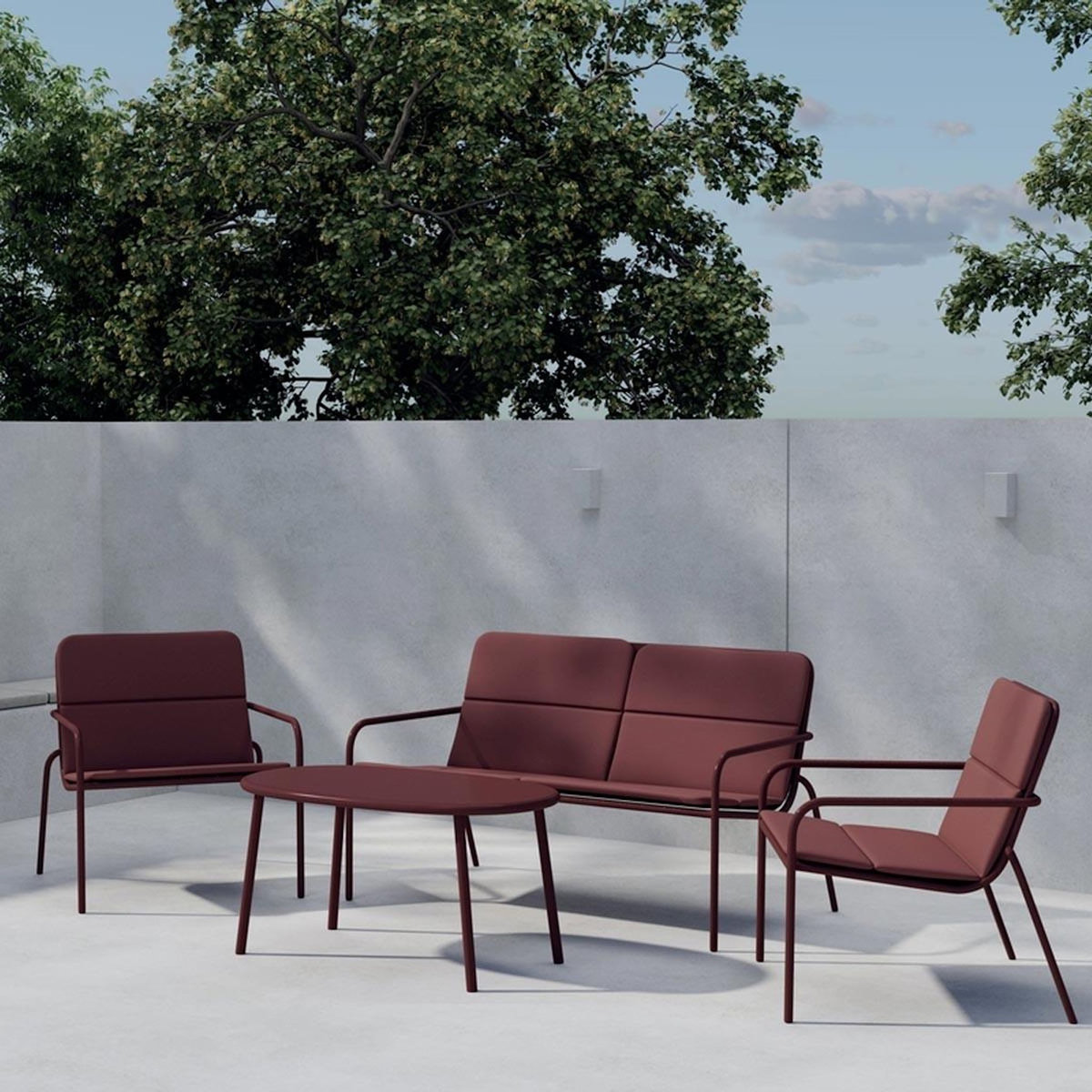 Paris Prix Salon de Jardin 4 Pièces  Fourni  133cm Bordeaux