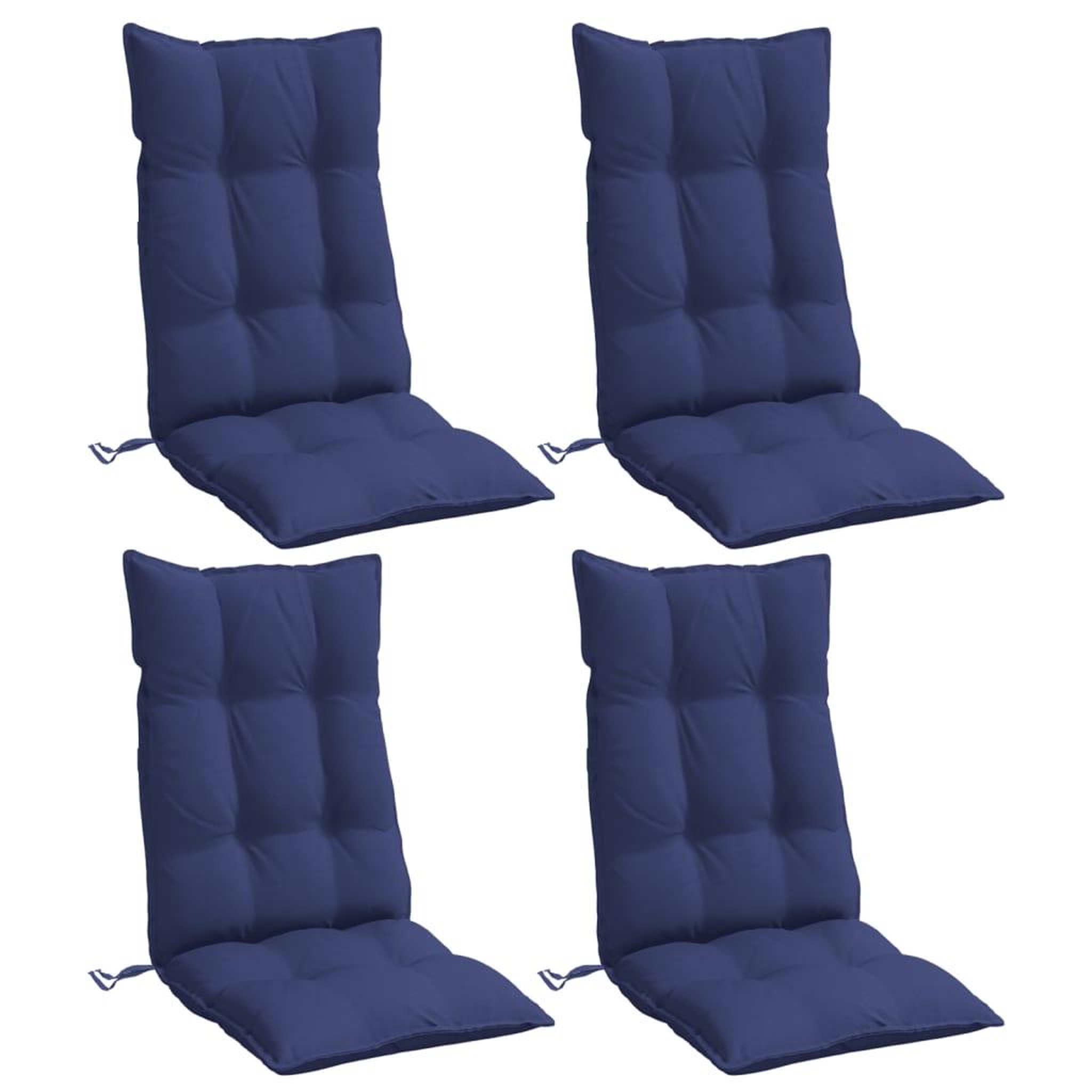 Voir la diapositive 3 : VIDAXL Coussins de chaise a dossier haut lot de 4 bleu marine