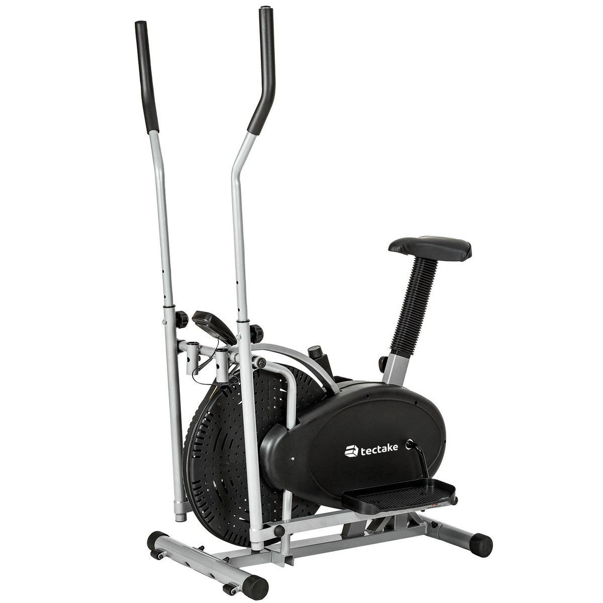 tectake Vélo elliptique avec écran lCD, cross trainer, home trainer 2-en-1 réglable noir