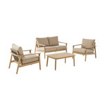 SWEEEK Salon de jardin bois d'acacia et cordes 4 places naturel - Lazuli