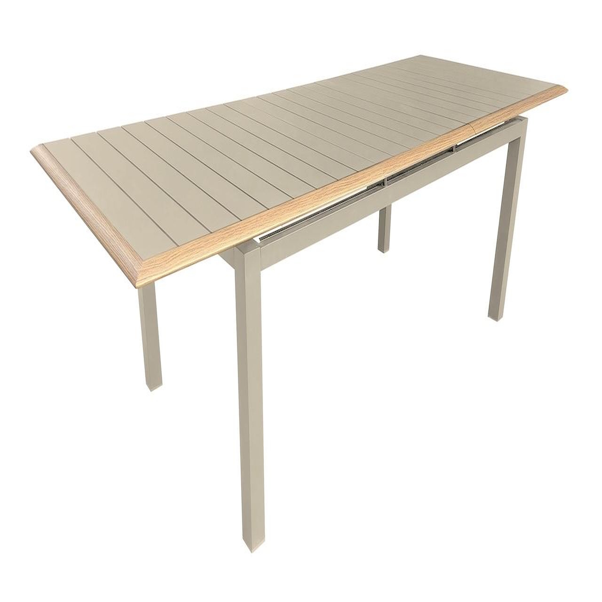 Proloisirs Table de repas extensible en aluminium - PALMA 187/247 x 100 - Allonge automatique - Coloris crème et chêne