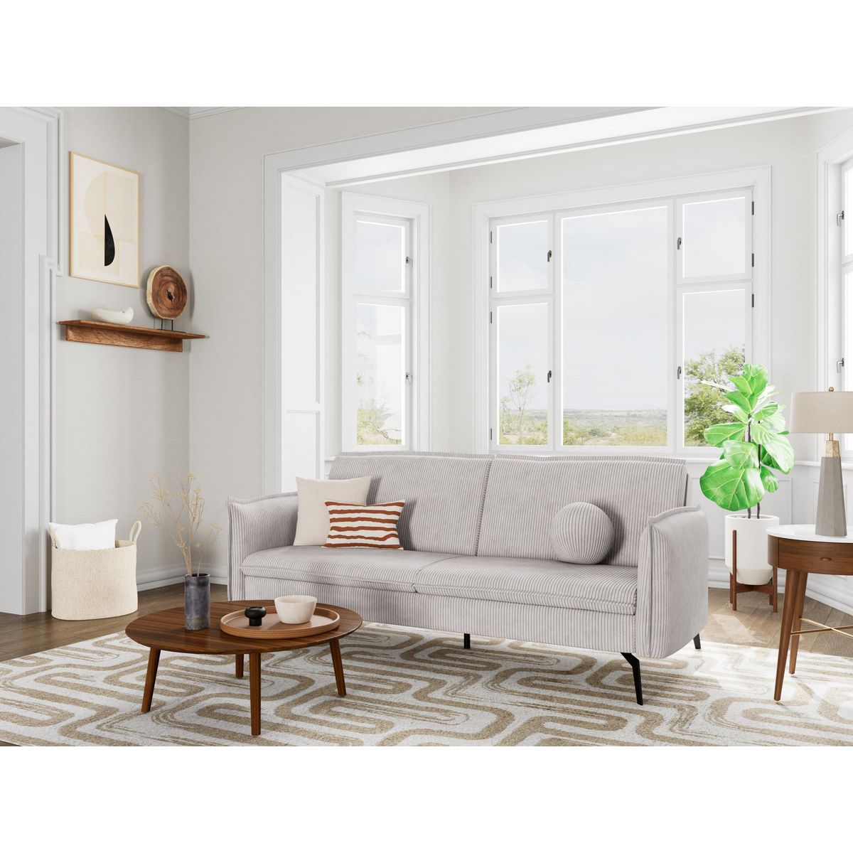 BEST MOBILIER Lexie - canapé convertible clic-clac 2 places en velours côtelé