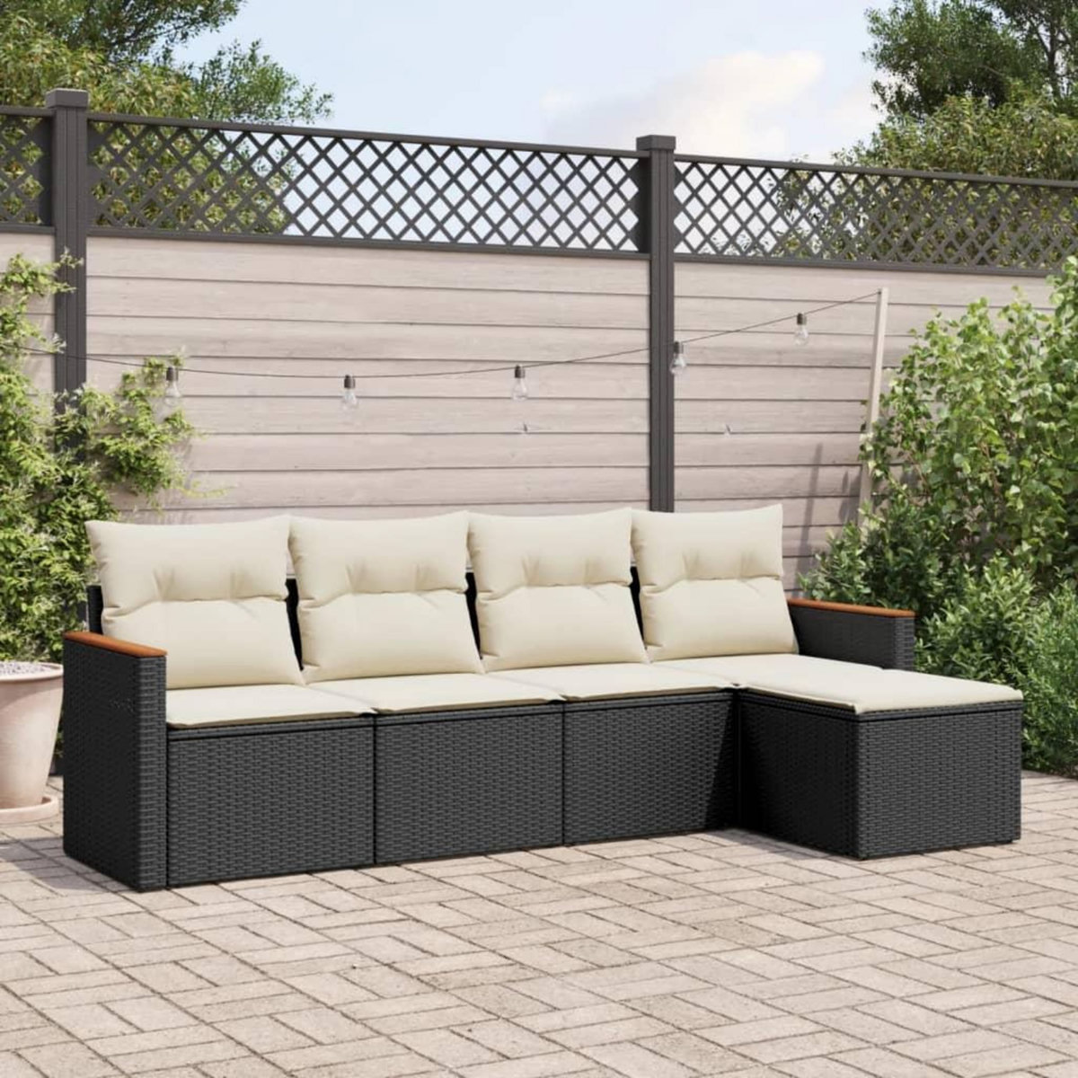 VIDAXL Salon de jardin 5 pcs avec coussins noir resine tressee