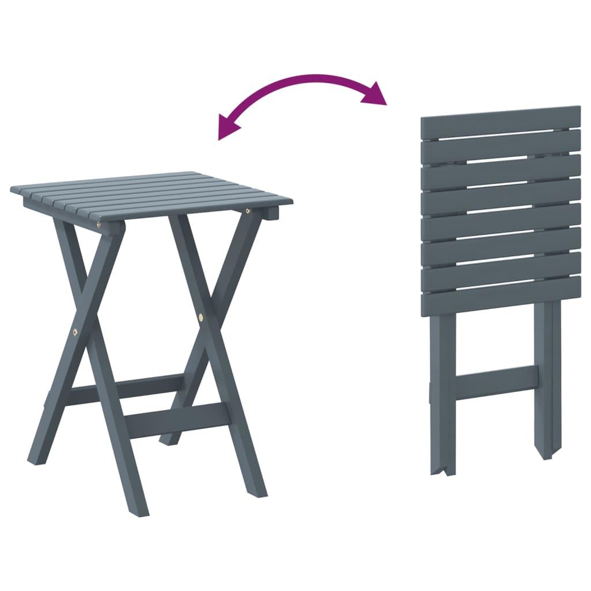 Voir la diapositive 5 : VIDAXL Chaises a bascule lot de 2 table pliable gris massif peuplier