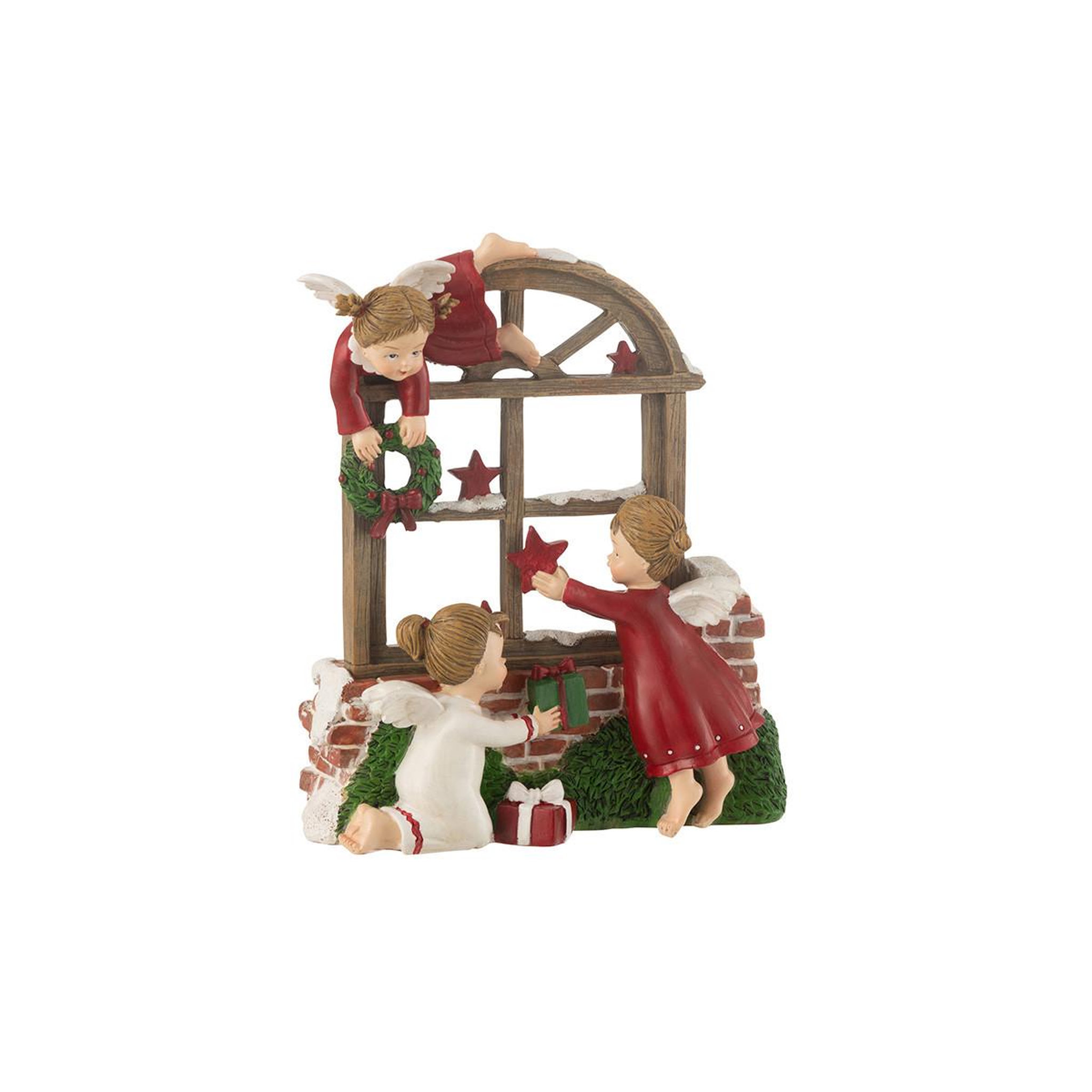 Voir la diapositive 2 : J-LINE Déco de noël à led  anges & fenêtre  20cm multicolore