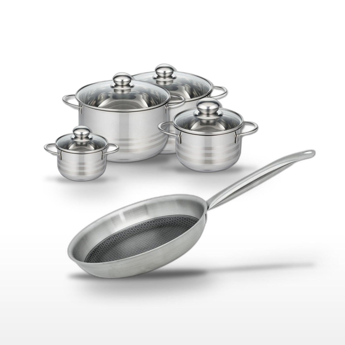 ELO Lot 1 Poêle 28cm & 4 Faitouts 12/16/20/24cm Elo Relief Solution