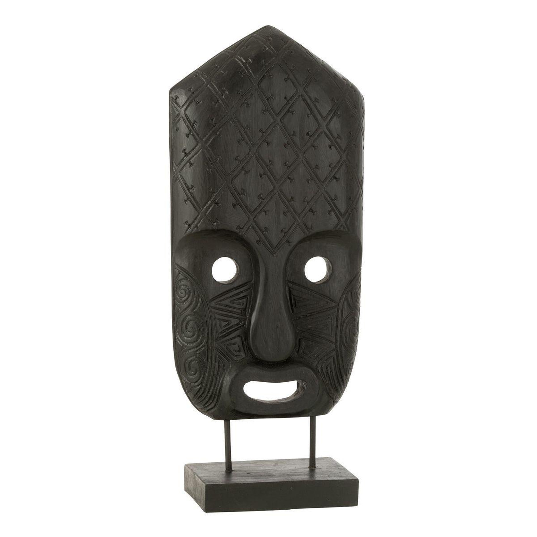 Voir la diapositive 1 : J-LINE Statuette Déco  Masque Primitif  52cm Noir