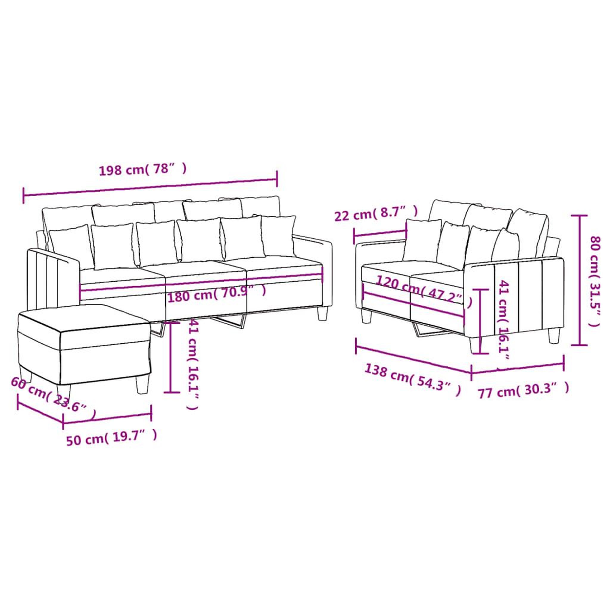 Voir la diapositive 6 : VIDAXL Ensemble de canapes 3 pcs avec coussins Noir Tissu