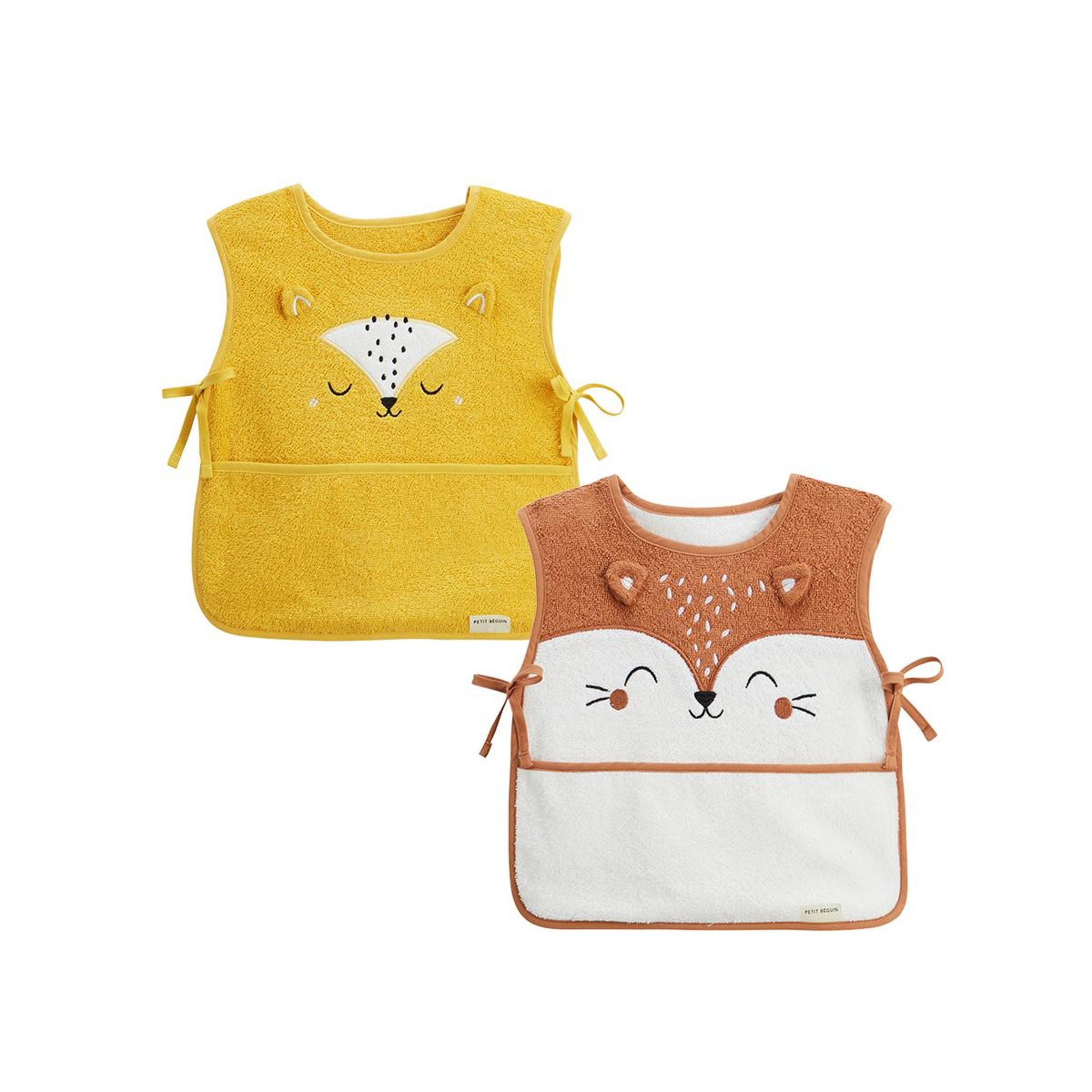 Petit Béguin Lot de 2 bavoirs bébé Merlin. Coloris disponibles : Jaune