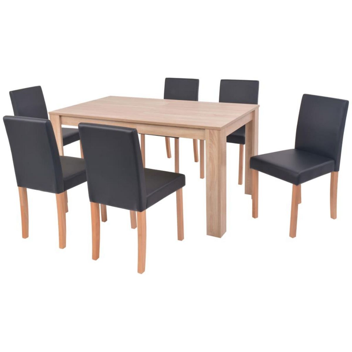 VIDAXL Table et chaises 7 pcs Cuir synthetique Chene Noir