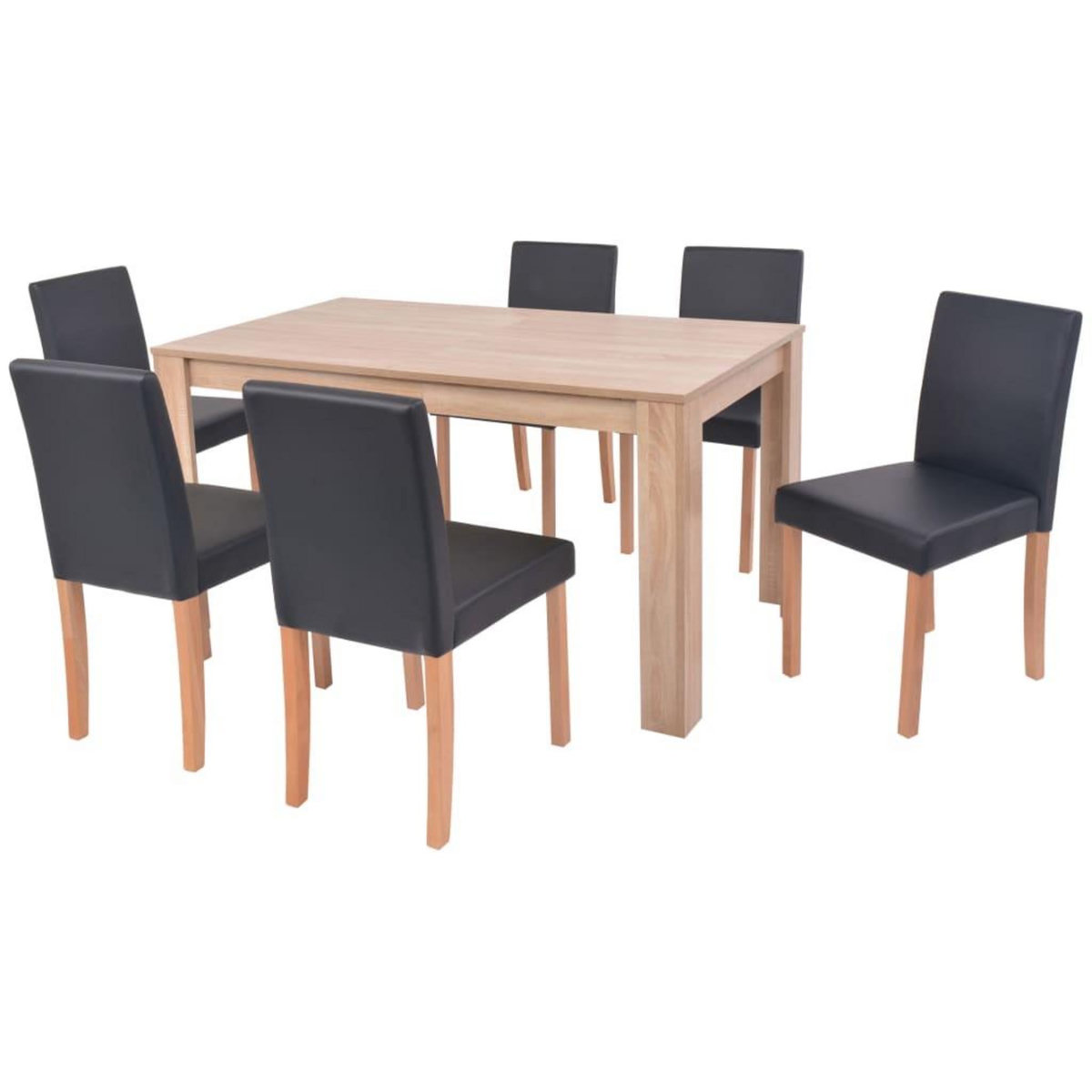 VIDAXL Table et chaises 7 pcs Cuir synthetique Chene Noir