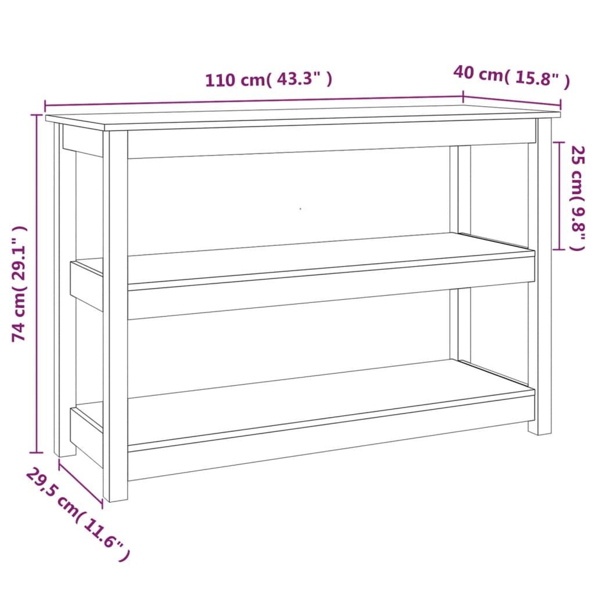 Voir la diapositive 6 : VIDAXL Table console 110x40x74 cm Bois massif de pin
