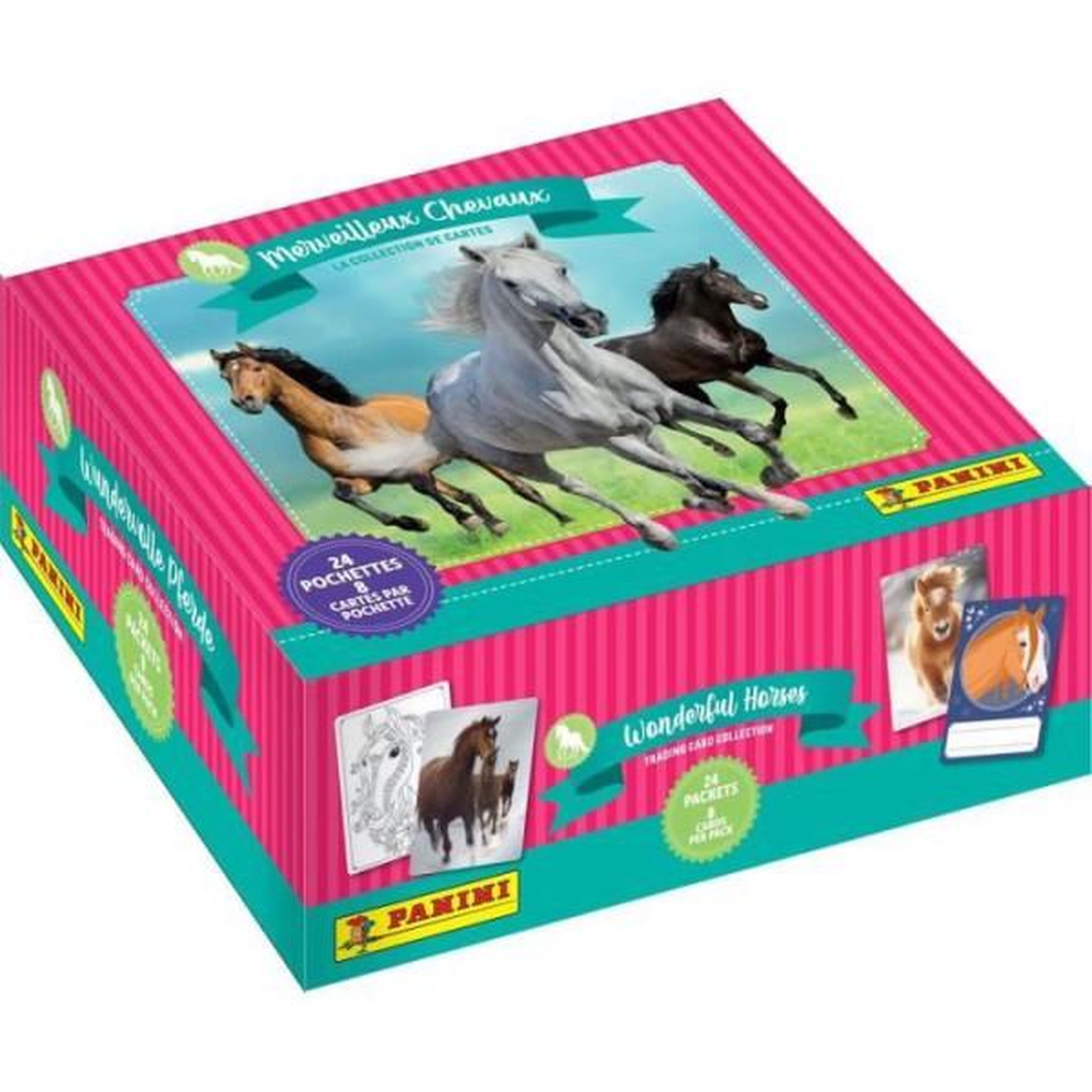 Panini Boîte stickers - PANINI - Collection de cartes pour les fans de chevaux - Contient 24 pochettes de 8 cartes