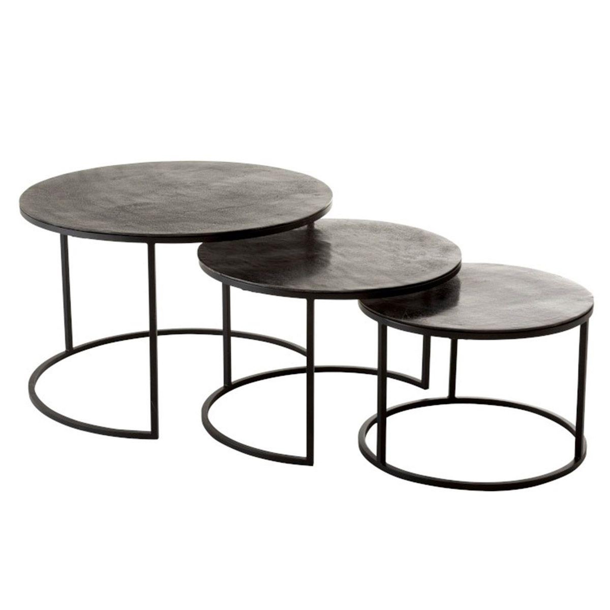 J-LINE Lot de 3 tables gigognes  oxidize  80cm noir