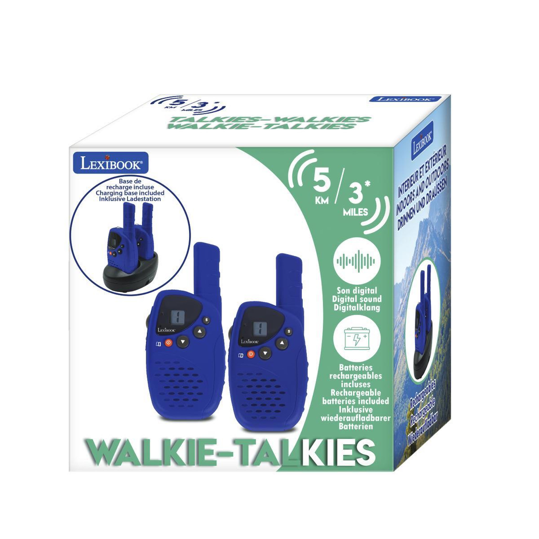Voir la diapositive 4 : Lexibook Talkie-Walkies Digitaux rechargeables 5km avec socle de recharge