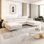 Voir la diapositive 2 : BEST MOBILIER Ayden - canapé panoramique en u 7 places convertible avec coffre et têtières réglables en tissu