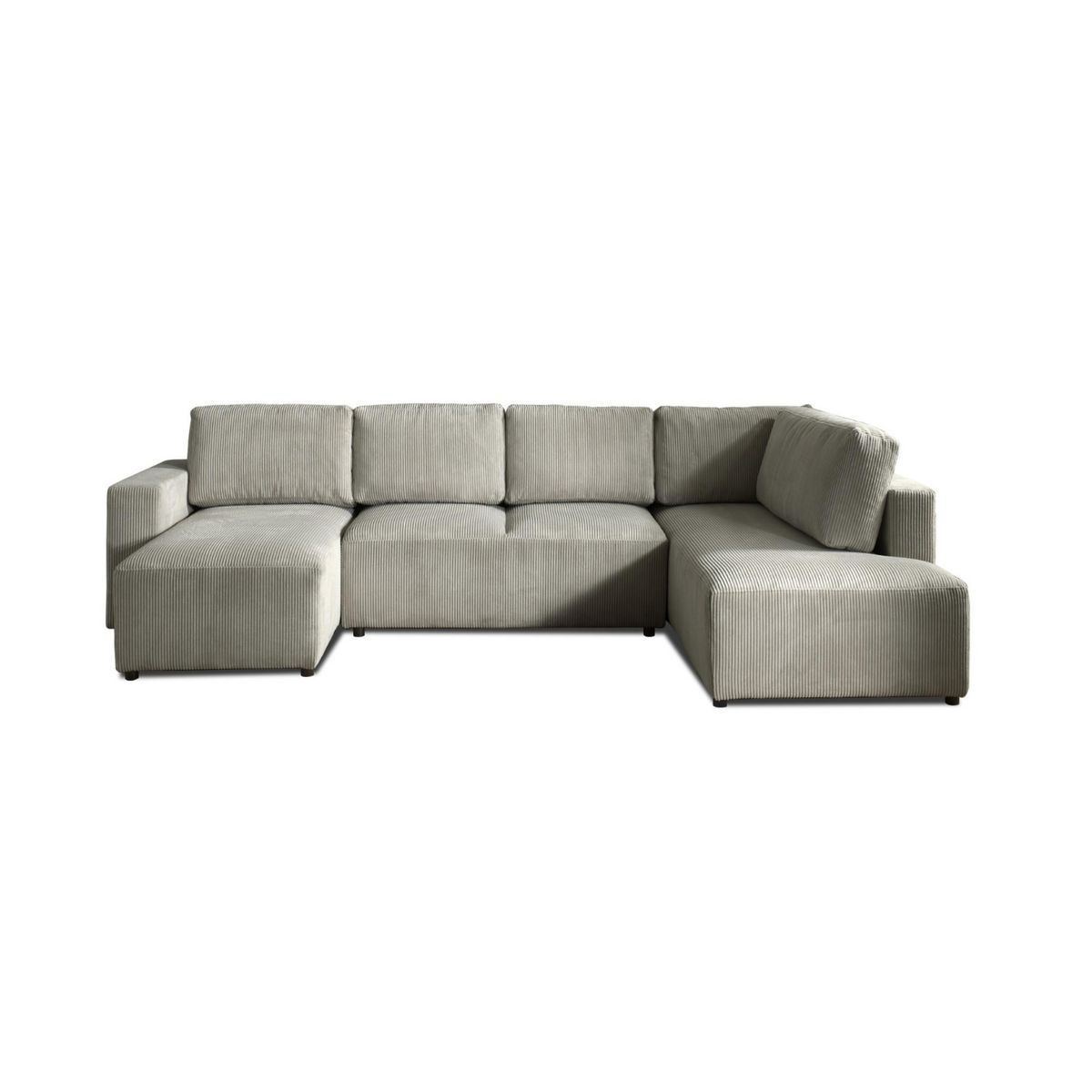 LISA DESIGN Livy - canapé panoramique convertible - avec coffre - en velours côtelé - 7 places - droit