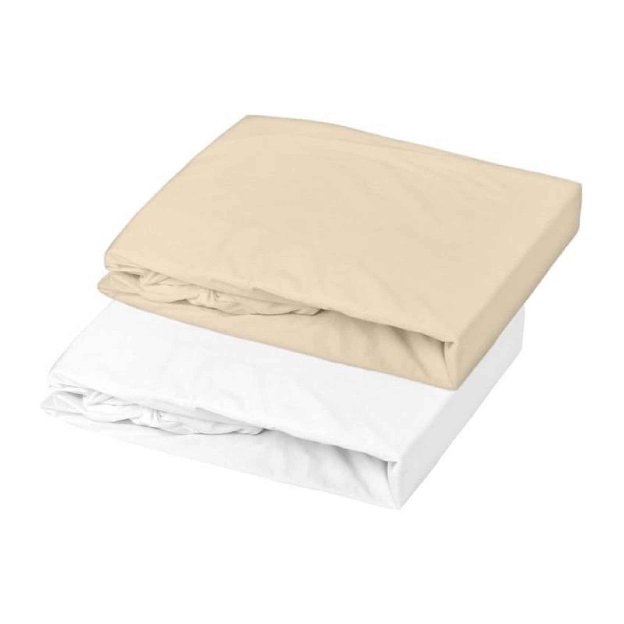 DOMIVA DOMIVA Lot 2 Draps housse Uni - Jersey - oeko-Tex - Blanc/Cailloux - 60 x 120 cm
