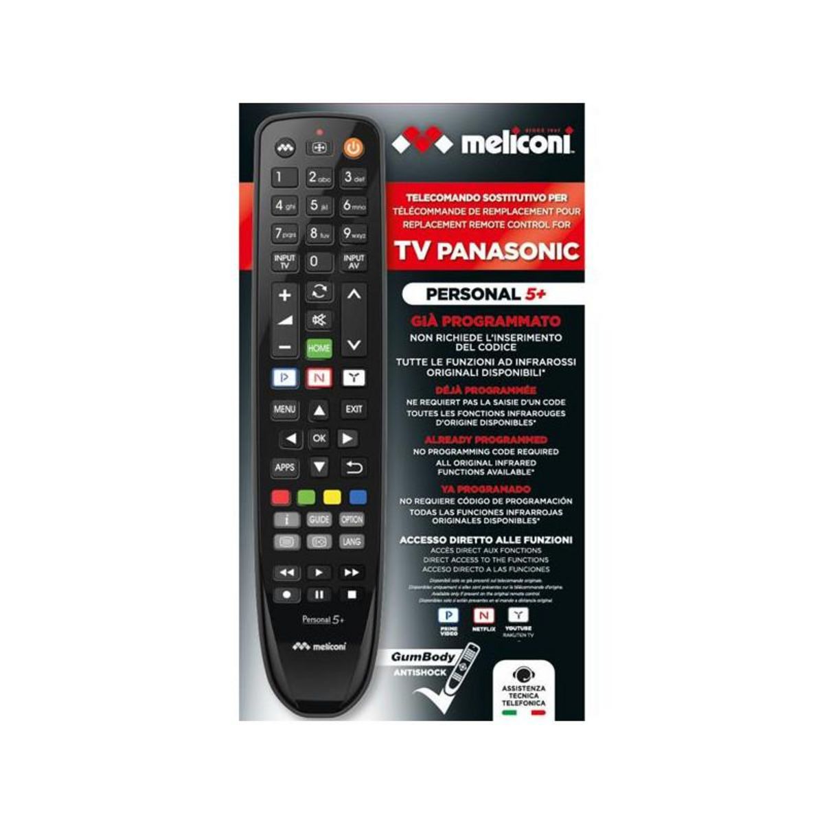 Meliconi TELECOMMANDES GAMME GUMBODY PAR MARQUE PANASONIC MELICONI - PERSONAL5+