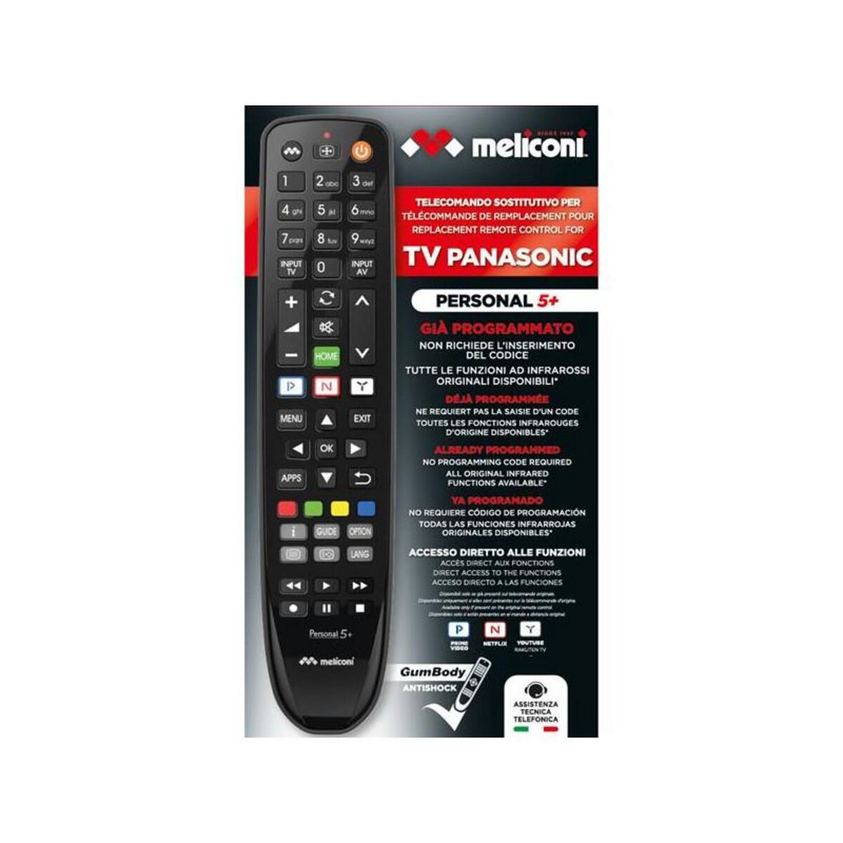 Meliconi TELECOMMANDES GAMME GUMBODY PAR MARQUE PANASONIC MELICONI - PERSONAL5+