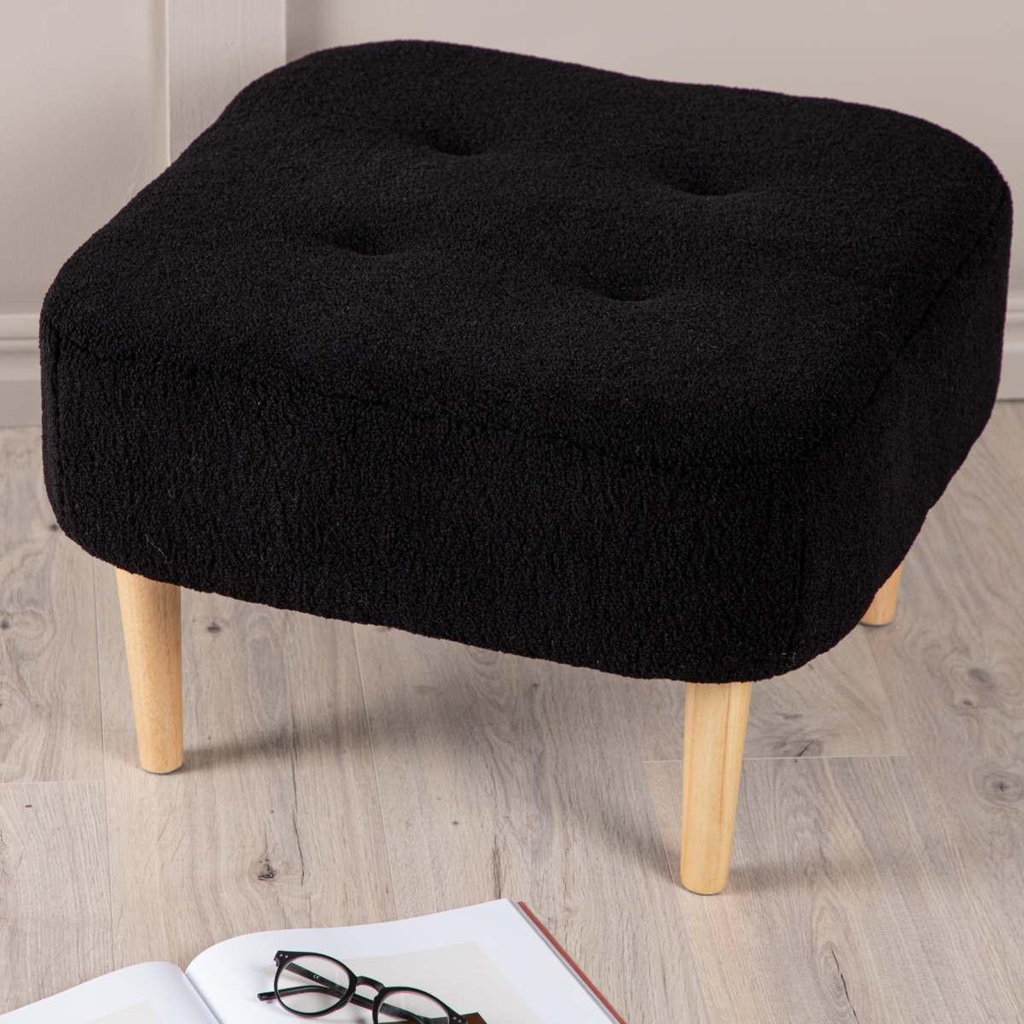 Voir la diapositive 5 : Paris Prix Pouf déco en tissu  salina  59cm noir