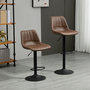 Voir la diapositive 4 : HOMCOM Lot de 2 tabourets de bar Vintage pivotant réglable - repose-pied - revêtement synthétique marron