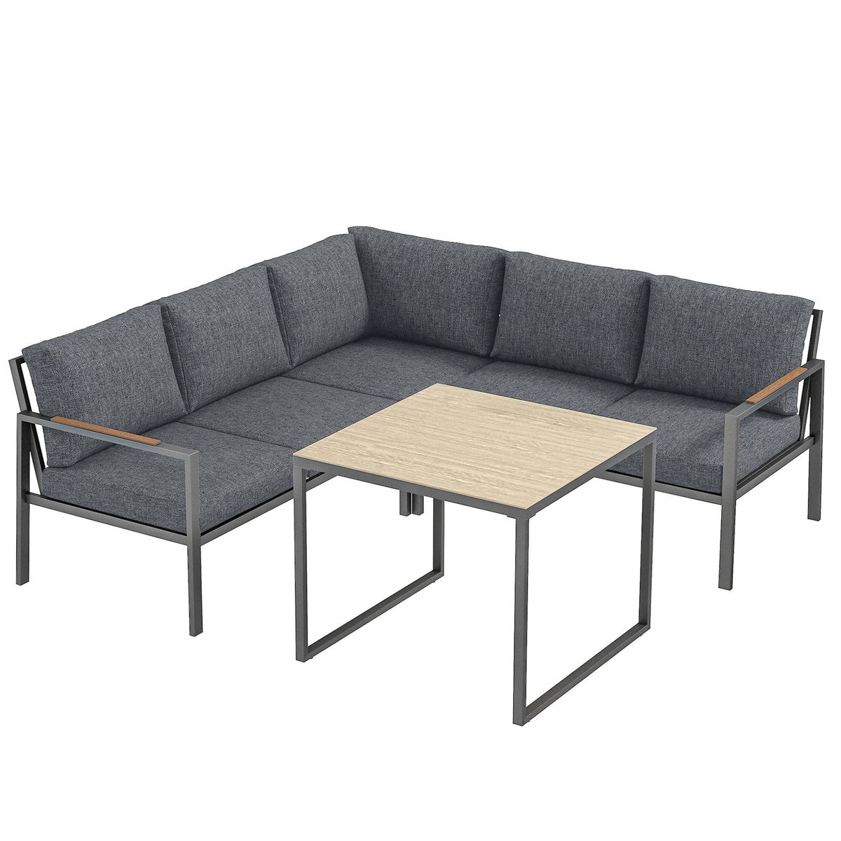 OUTSUNNY Salon de jardin 3 pièces 5 personnes gris foncé