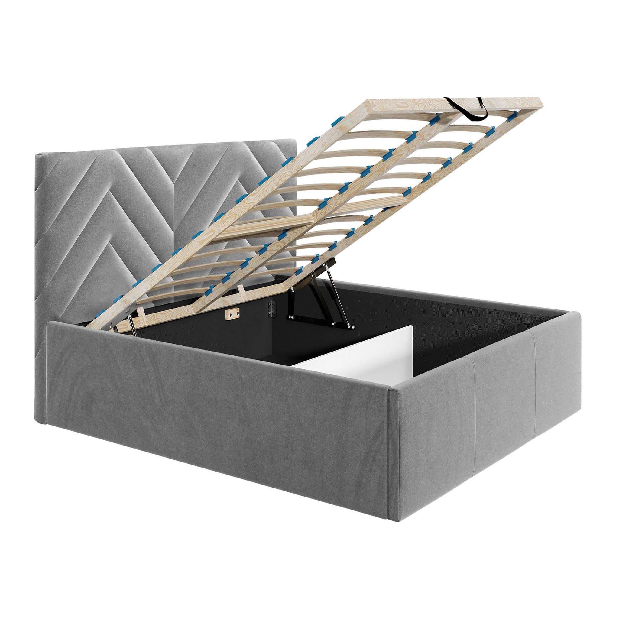 Voir la diapositive 2 : BEST MOBILIER Santiago - lit coffre - 180x200 - sommier inclus - en velours