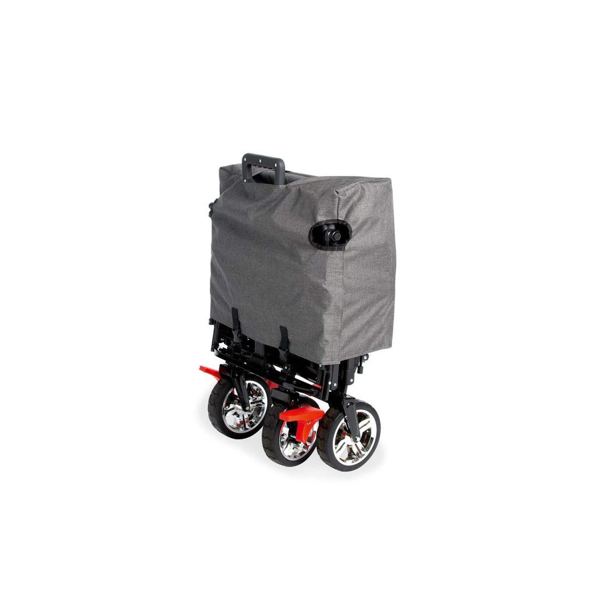 Voir la diapositive 3 : Pinolino Chariot de transport pliant AddPlus - frein, protection pluie - gris chiné