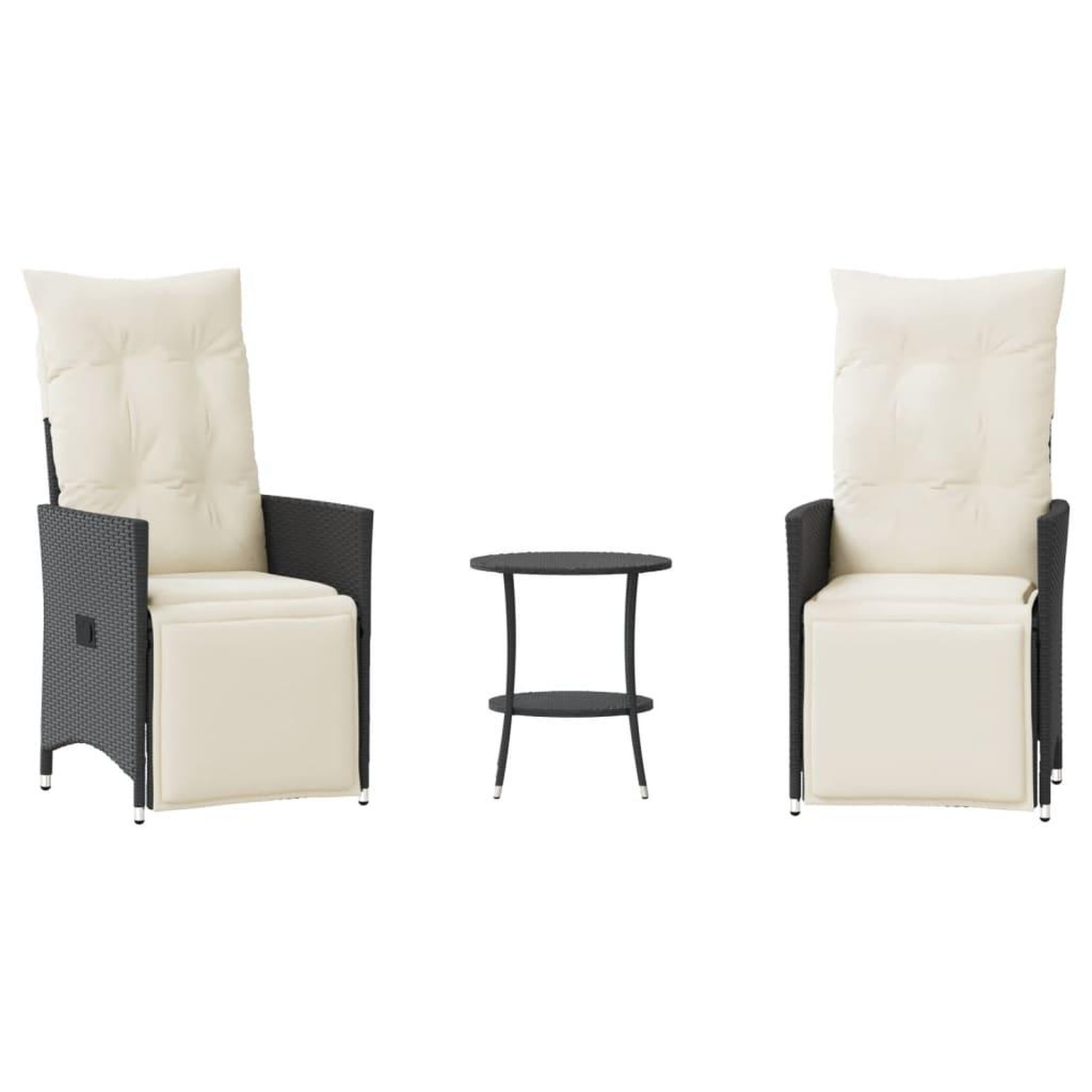 Voir la diapositive 2 : VIDAXL Ensemble de bistro 3 pcs avec coussins noir resine tressee