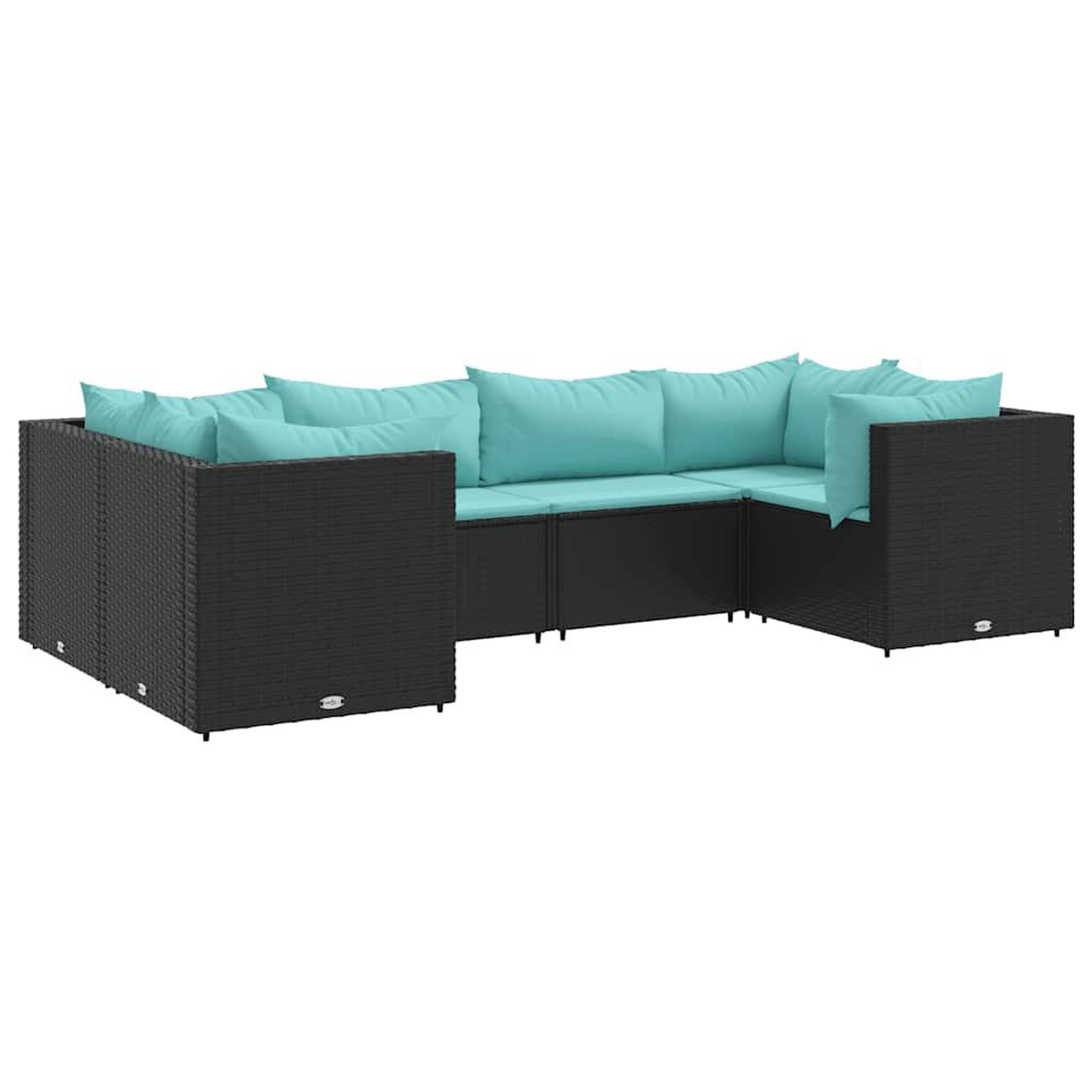 Voir la diapositive 2 : VIDAXL Salon de jardin 6 pcs avec coussins Noir Resine tressee