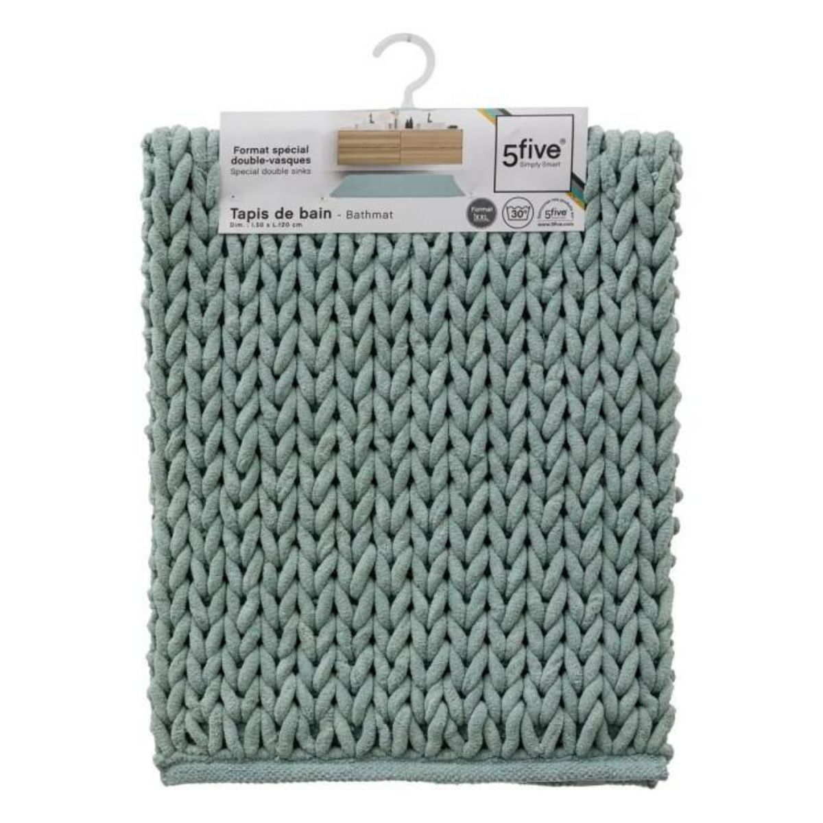 FIVE Tapis de Salle de Bain  Tissé Épais  50x120cm Vert