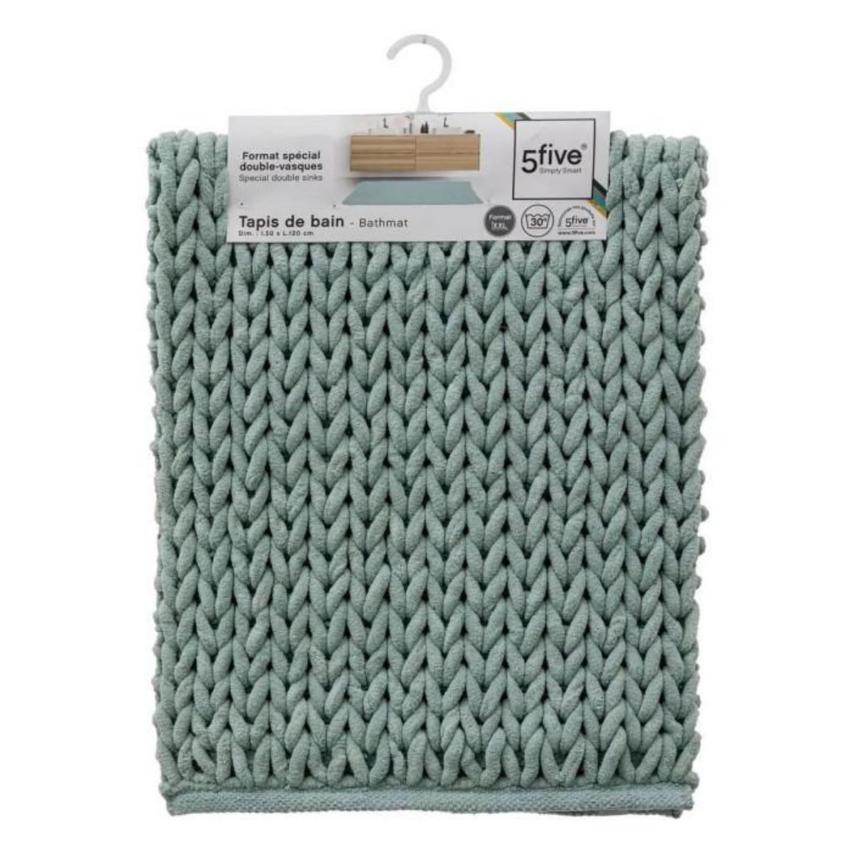 FIVE Tapis de Salle de Bain  Tissé Épais  50x120cm Vert