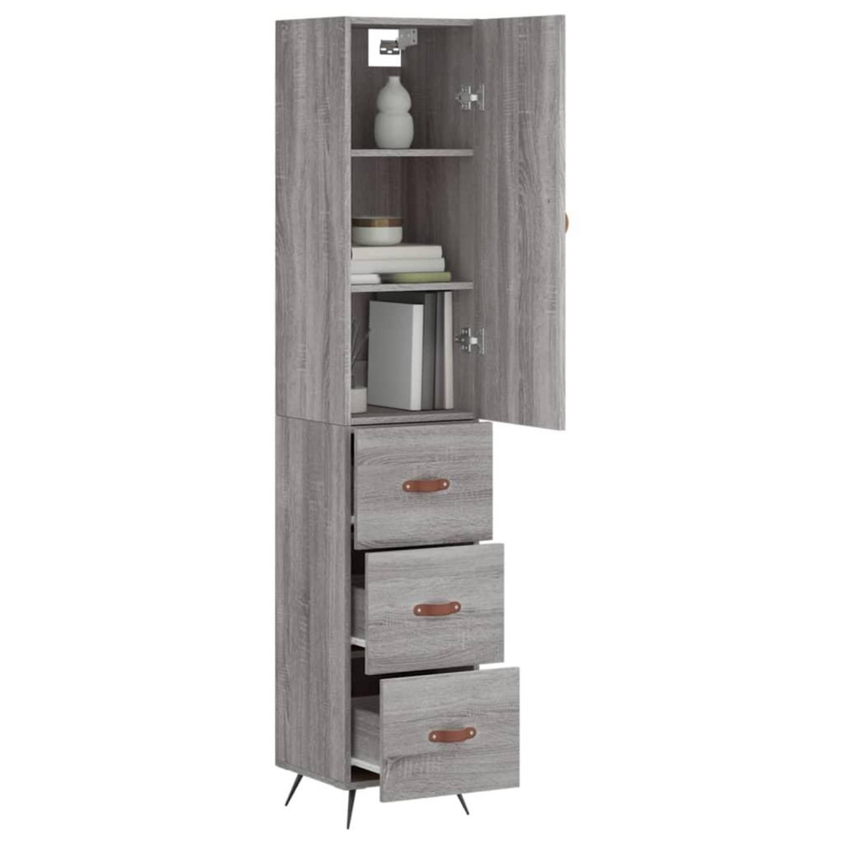 VIDAXL Buffet haut Sonoma gris 34,5x34x180 cm Bois d'ingenierie