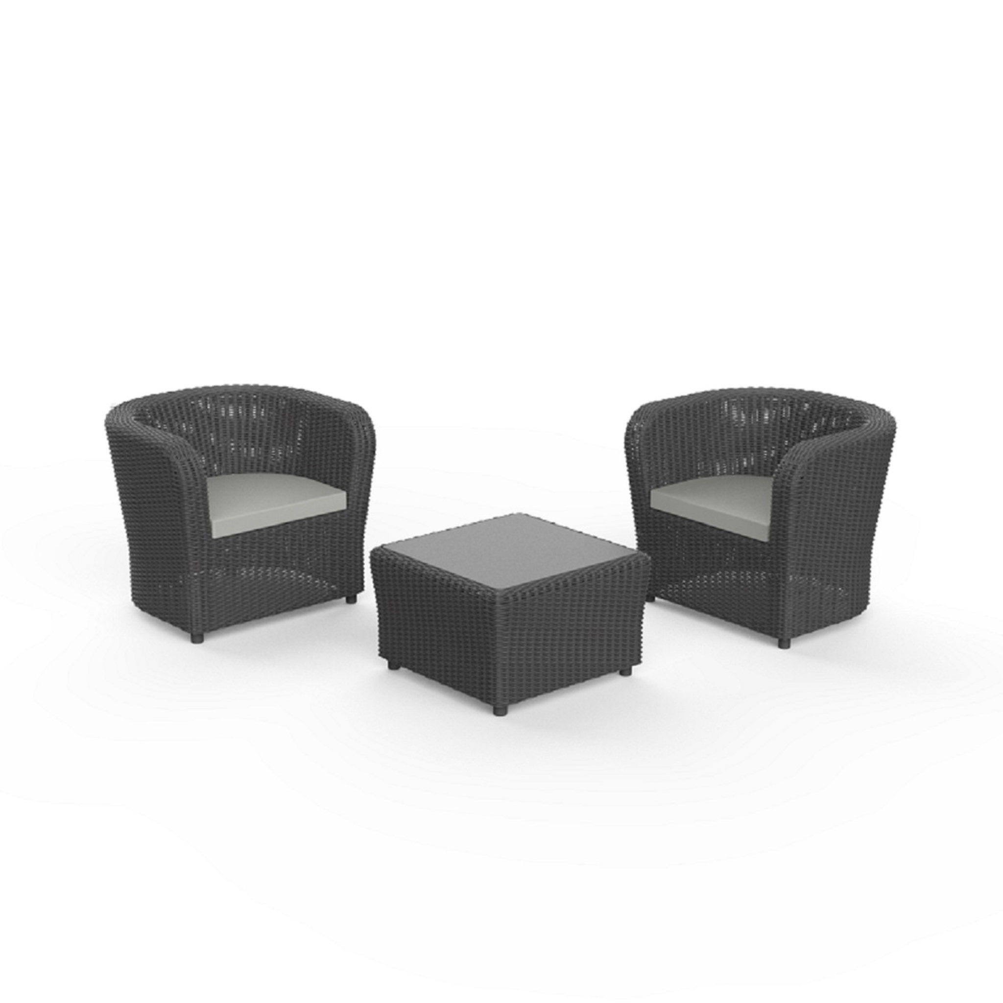 Voir la diapositive 1 : Salon bas de jardin 2 personnes anthracite NOVA