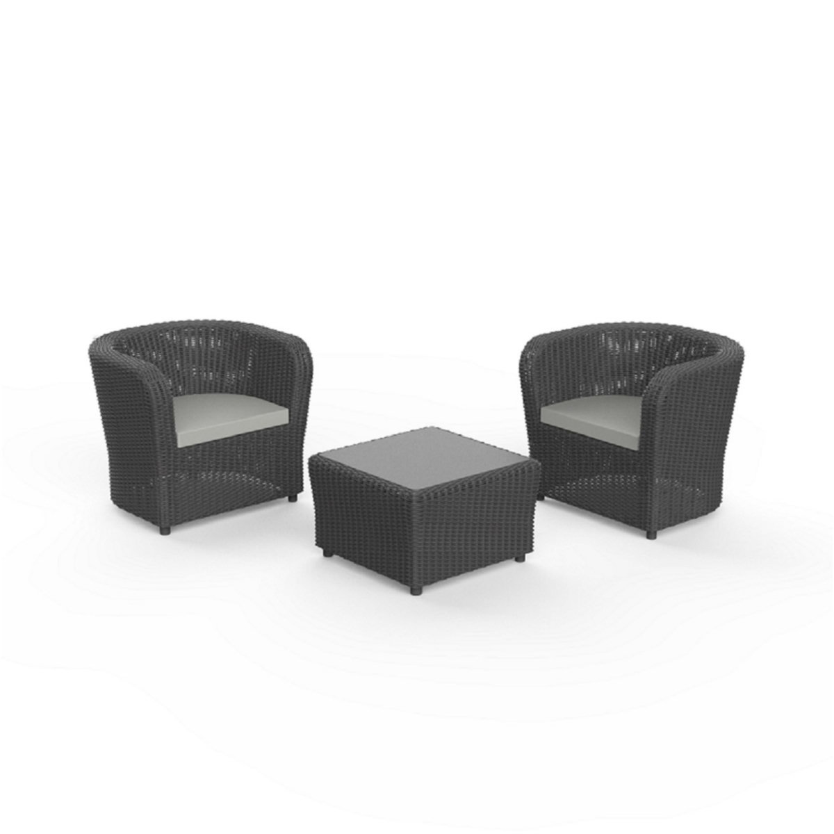 Salon bas de jardin 2 personnes anthracite NOVA