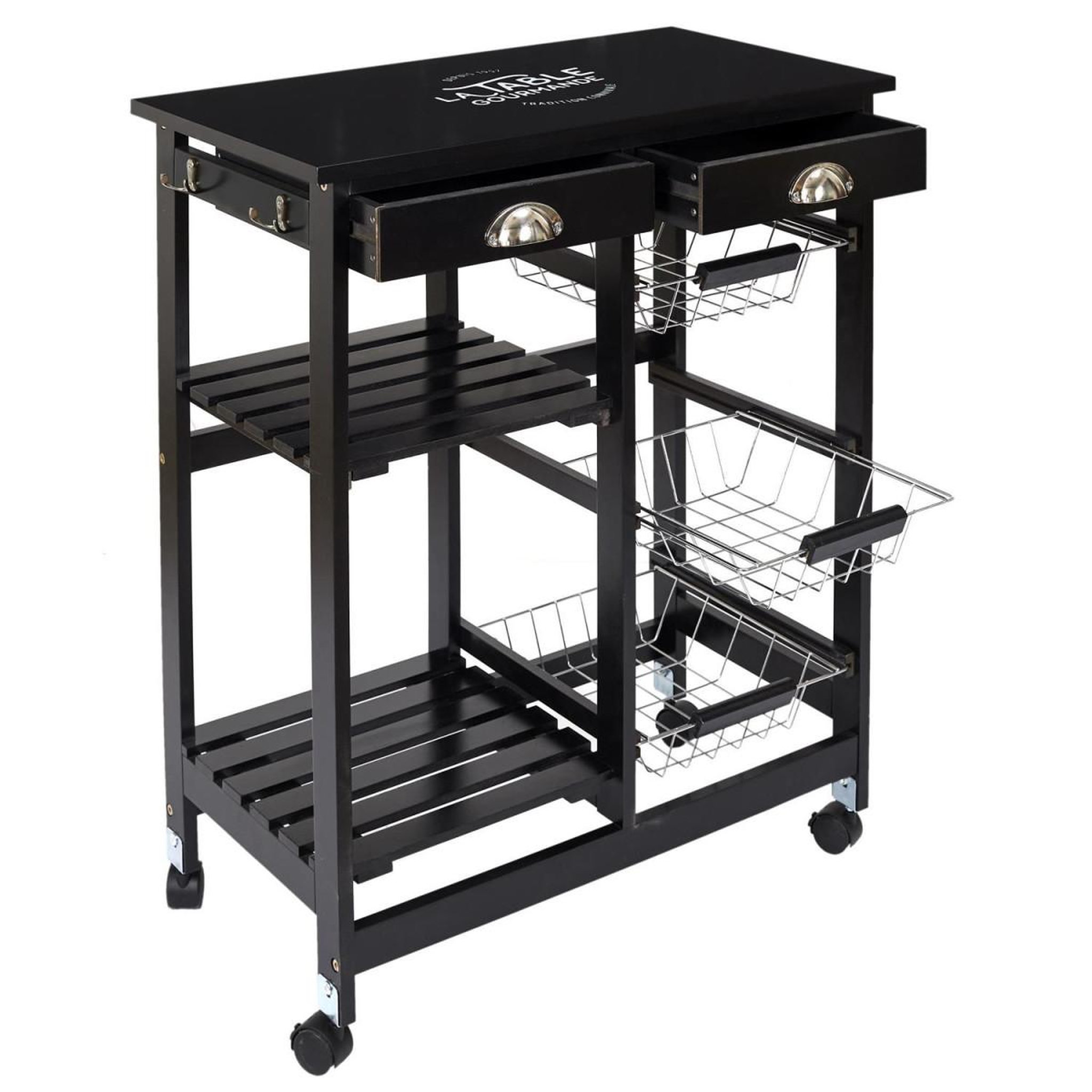 Voir la diapositive 3 : The Home Deco Factory Desserte de cuisine  table gourmande  81cm noir