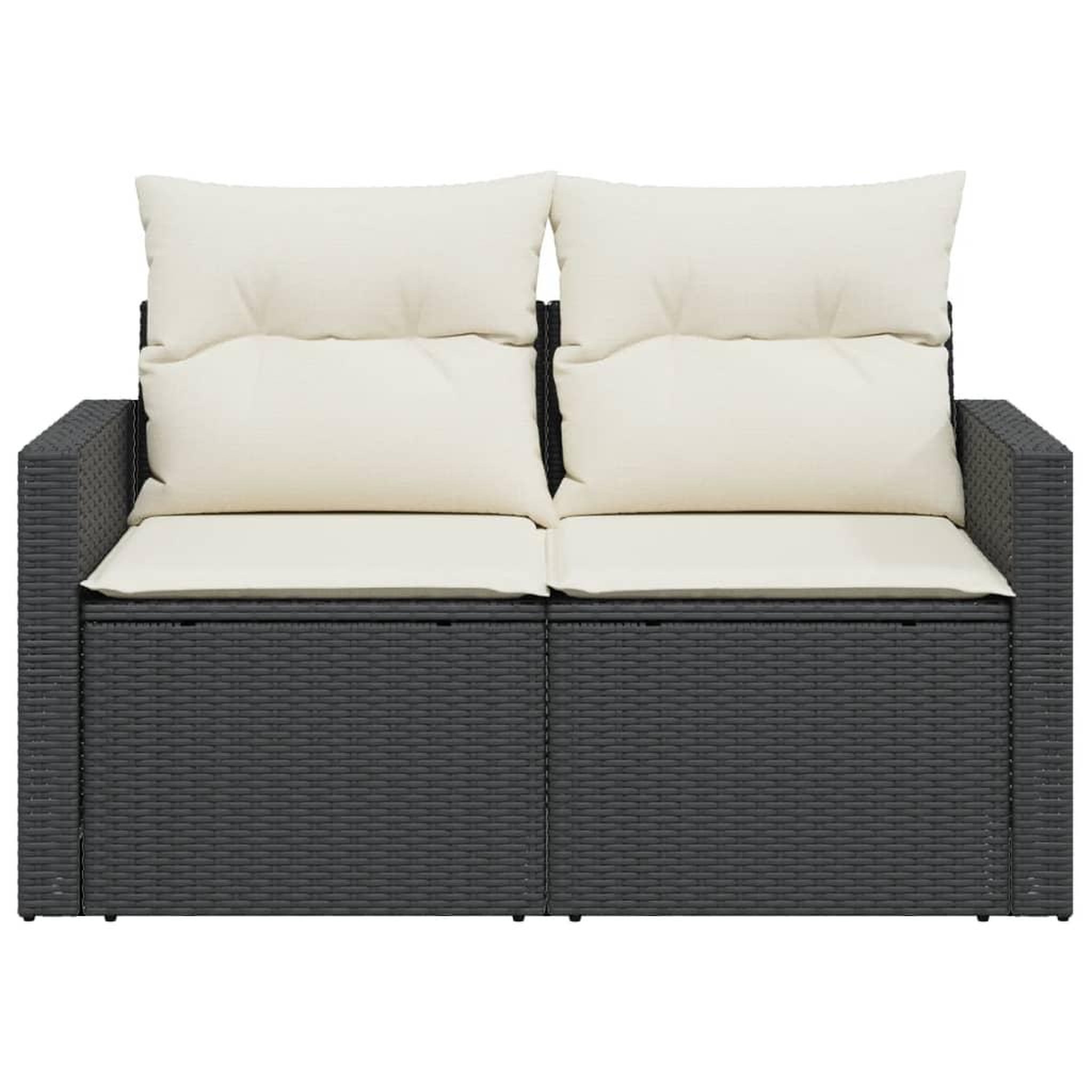 Voir la diapositive 5 : VIDAXL Canape de jardin avec coussins 2 places noir resine tressee
