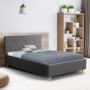 Voir la diapositive 4 : ID MARKET Lit coffre double scandinave LULEA avec tête de lit et sommier 140 x 190 cm tissu gris anthracite