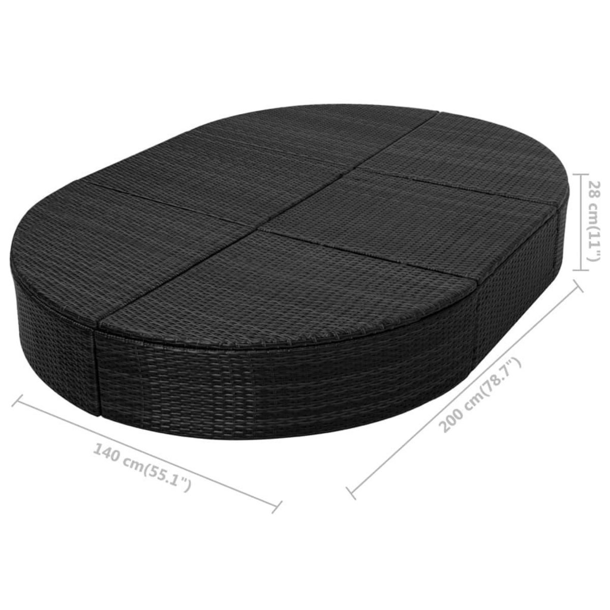 VIDAXL Lit de repos d'exterieur avec coussin Resine tressee Noir