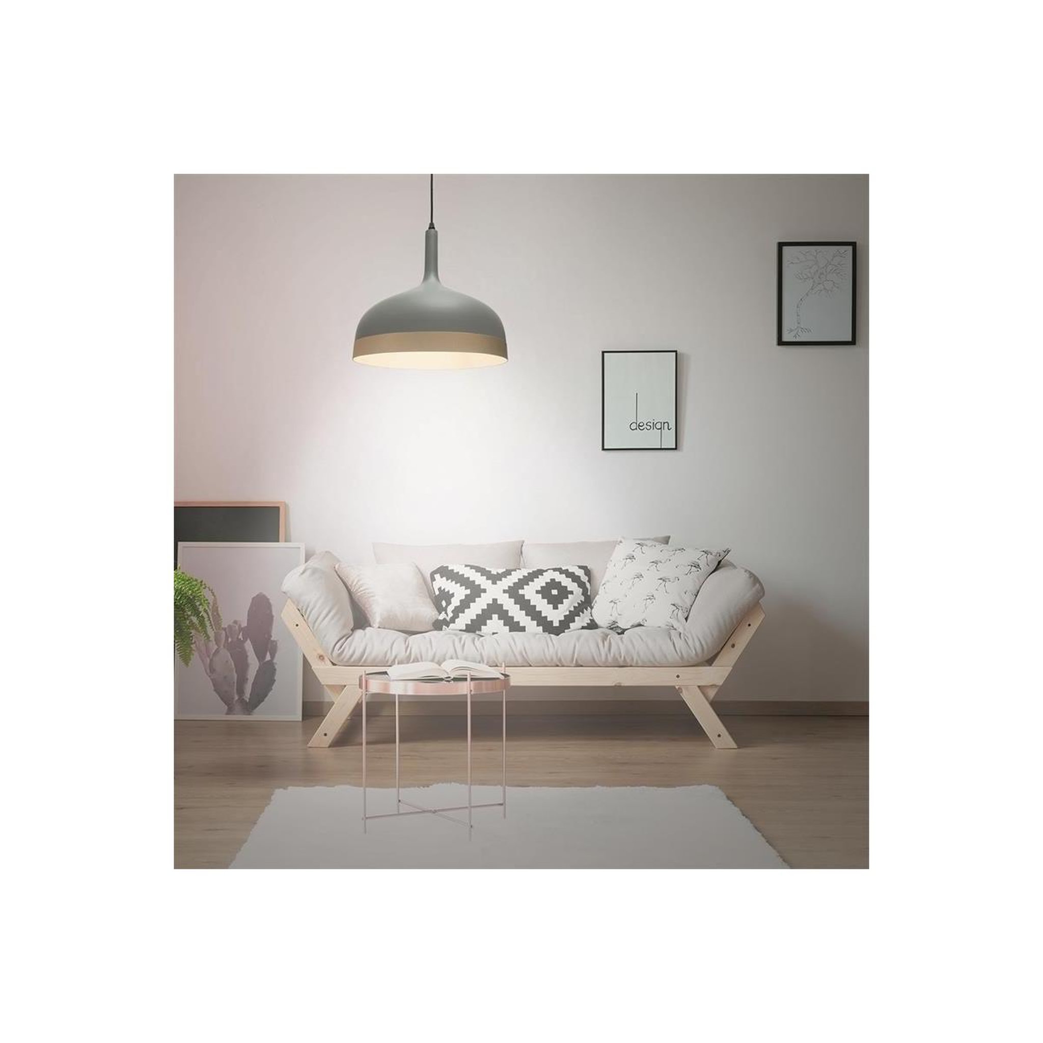 Voir la diapositive 3 : The Home Deco Factory Lampe Suspension  Cloche  30cm Gris & Or