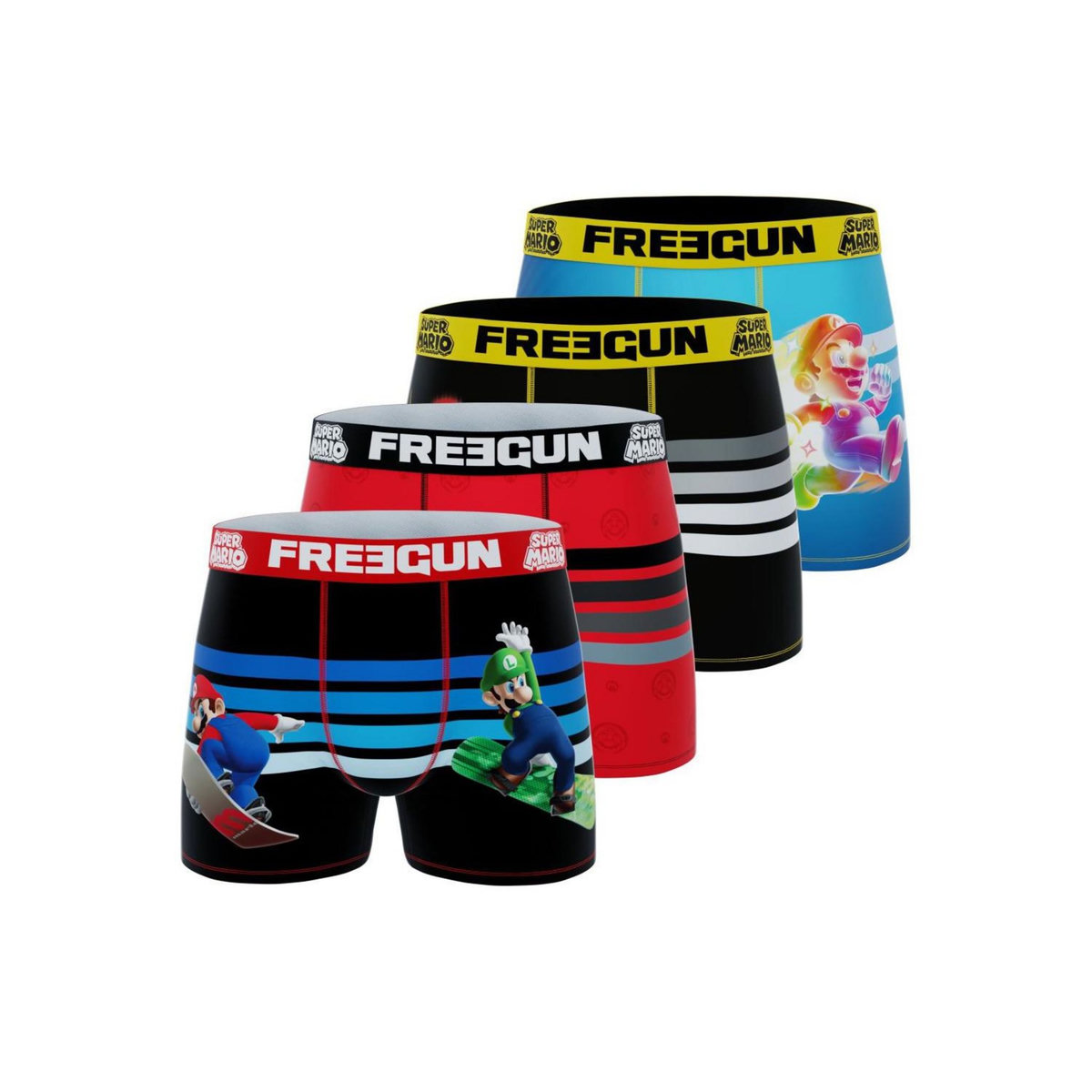 FREEGUN Lot de 4 boxers enfant Super Mario Bros
