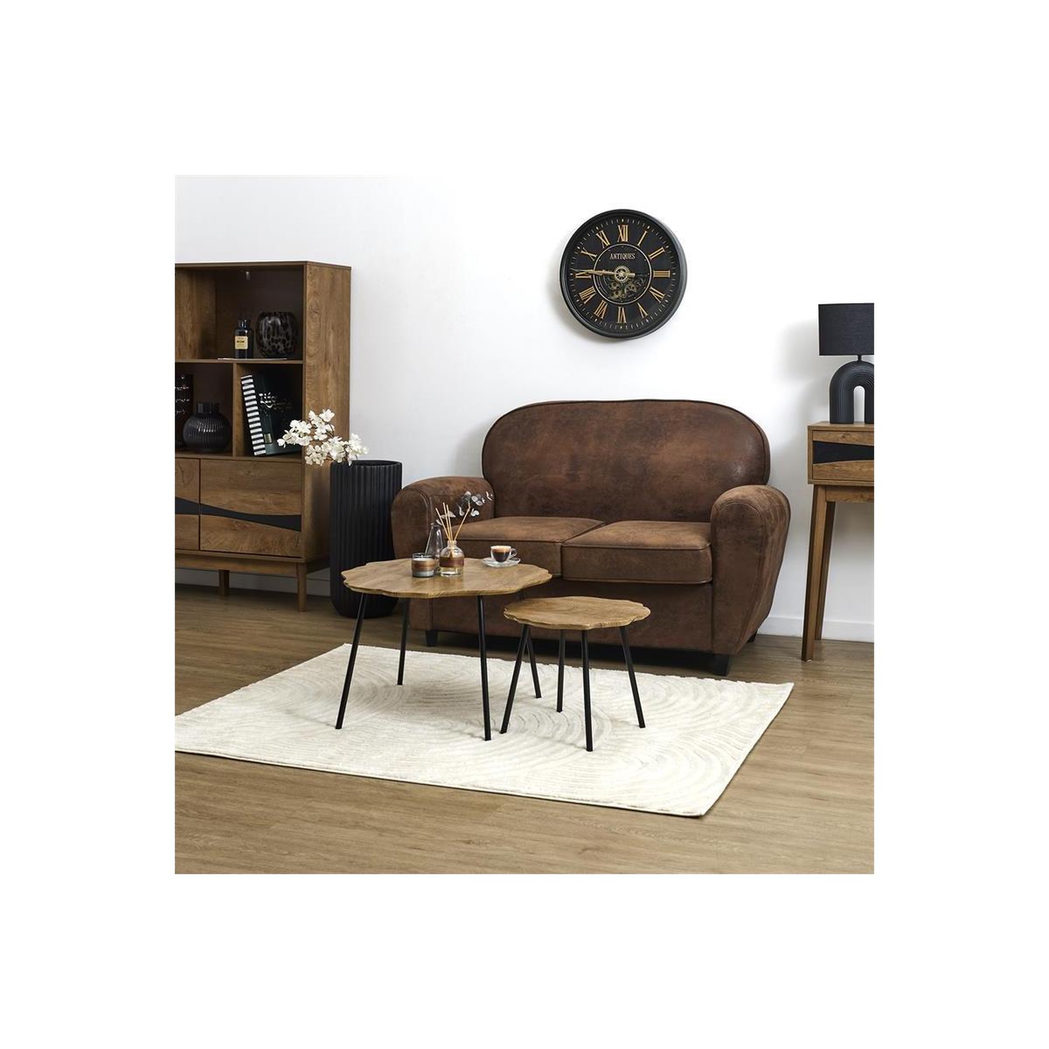 Voir la diapositive 4 : The Home Deco Factory Lot de 2 tables basses gigognes  forest  60cm marron