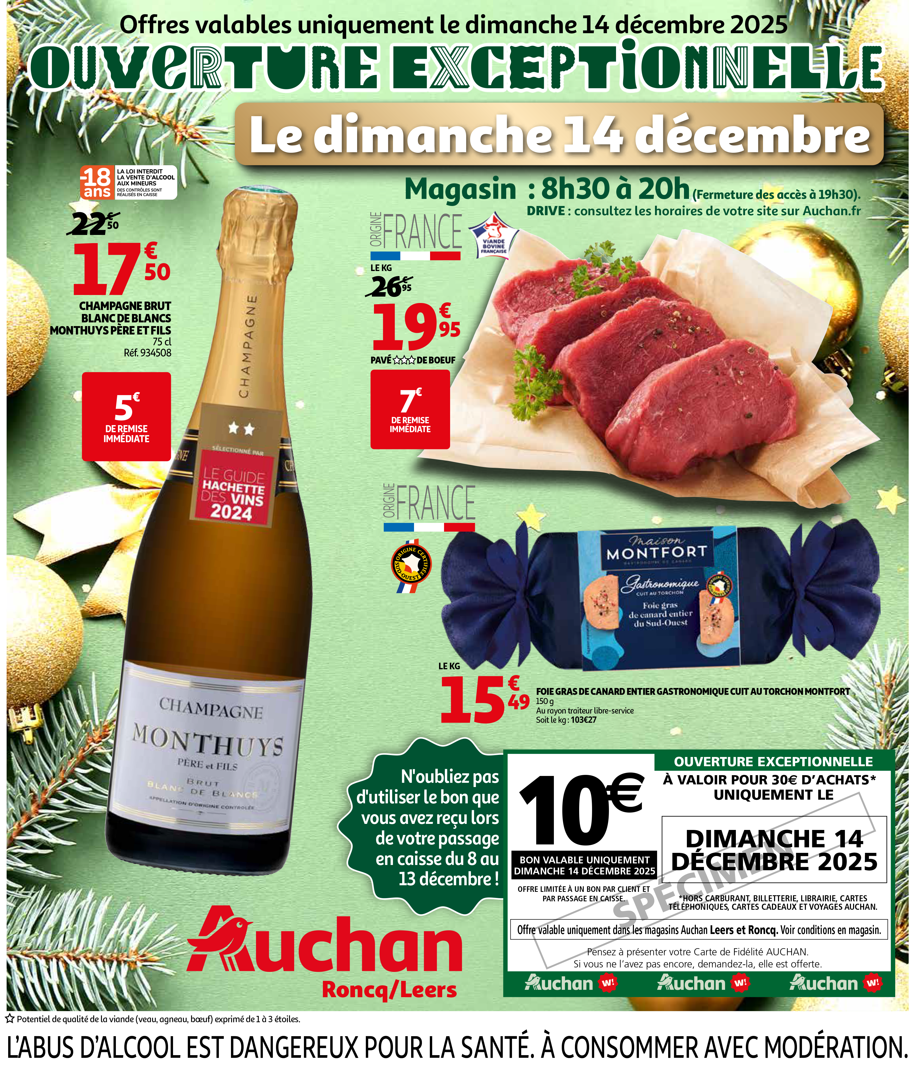 OUVERTURE EXCEPTIONNELLE DU DIMANCHE 14 DECEMBRE